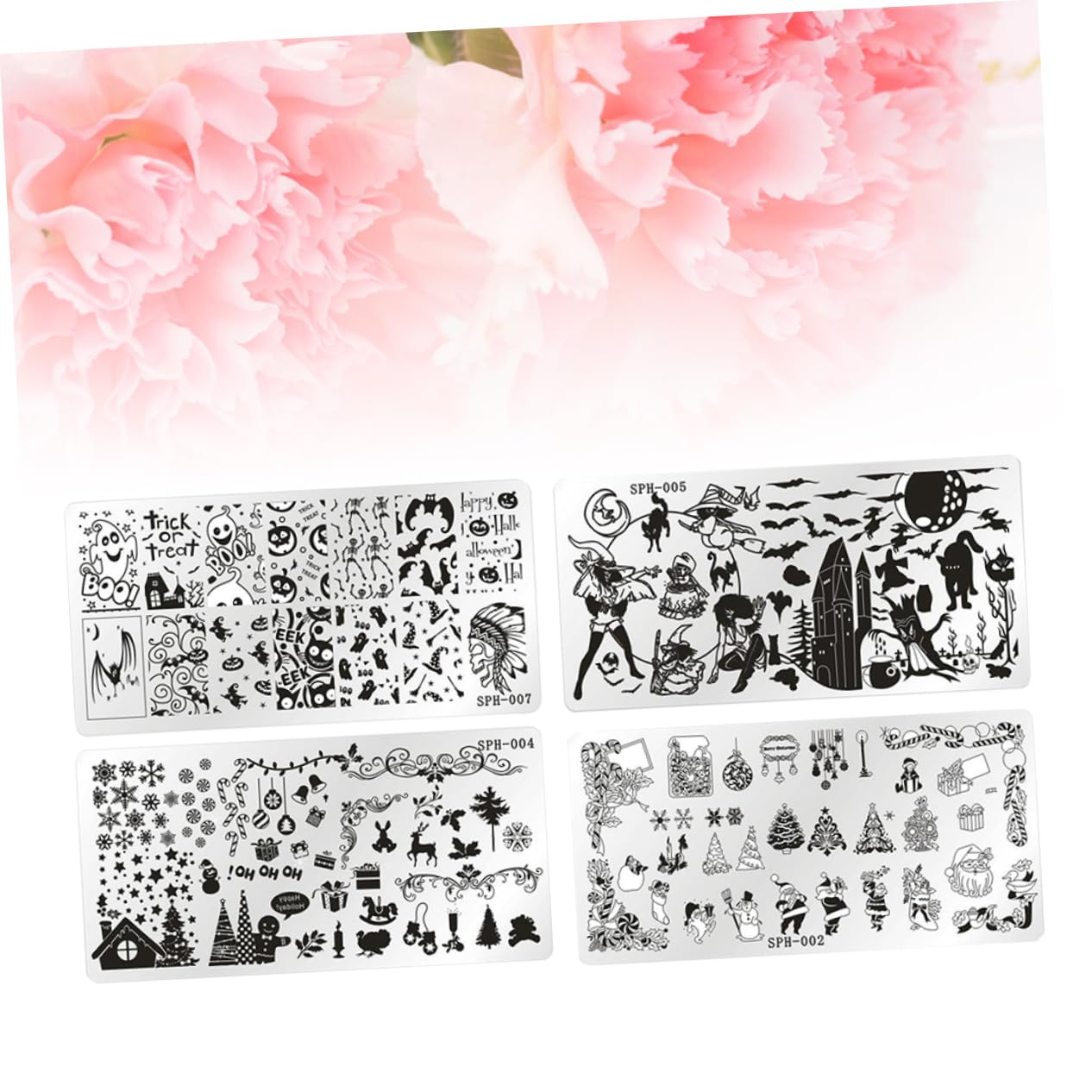 FRCOLOR 12 Pz Lamina Ungueale Natalizia Modello Di Stampaggio Di Immagini Per Unghie Modelli Di Stampaggio Piastre Per Unghie Per Nail Art Stampino Per Unghie Abito Giapponese Attrezzo