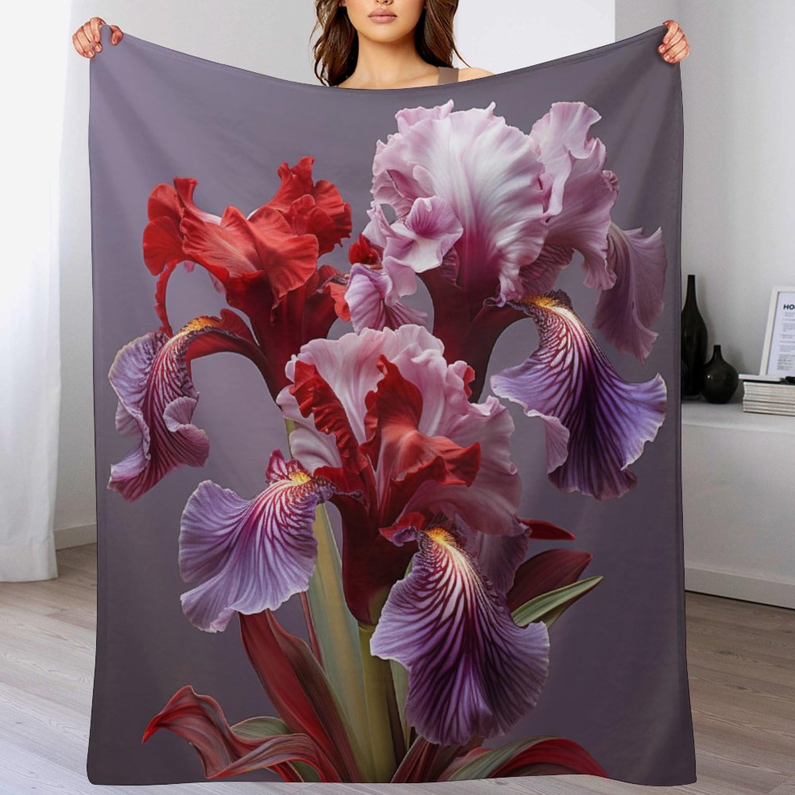 Couverture douce en flannel à motif fleur pour vos soirées cocooning sur le canapé