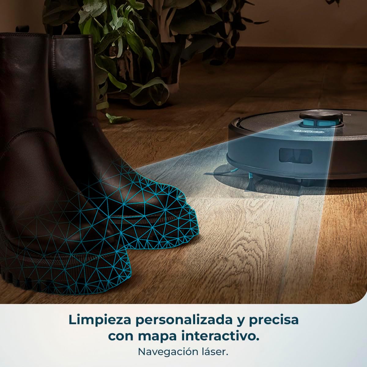 Robot vacuum using laser navigation to map and clean a room