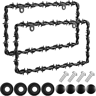 MorningRo 2 Pcs Universal License Plate Frame Plastic Barbed Wire Coconut Design Frame Compatible with Standard License Plate for USA 2 Holes with Screws for Women Men (Black)