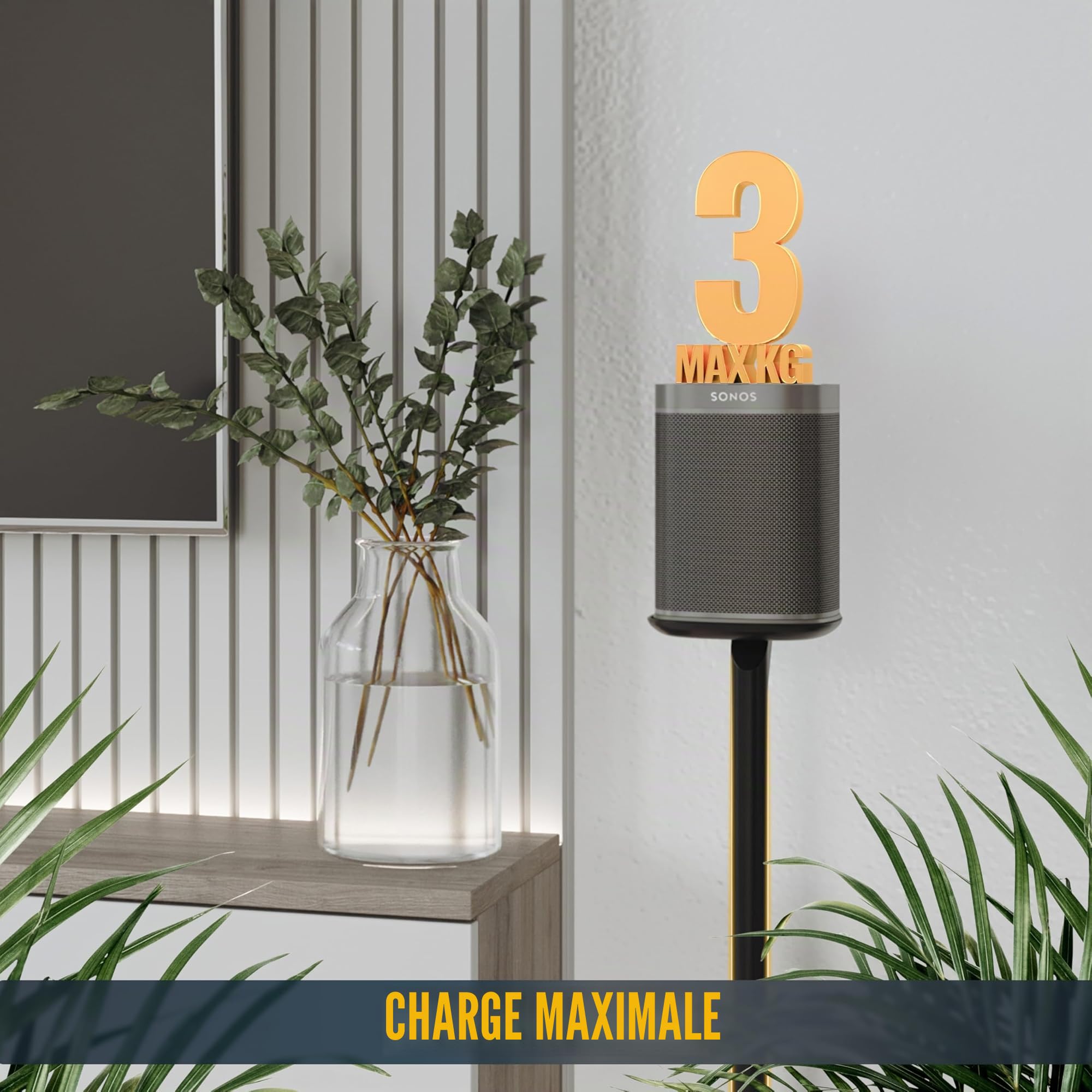 RICOO Support sur Pied pour LH054-F Sonos One & One SL Play:1 Pied de Haut-Parleur Bluetooth Base de Haut-Parleur