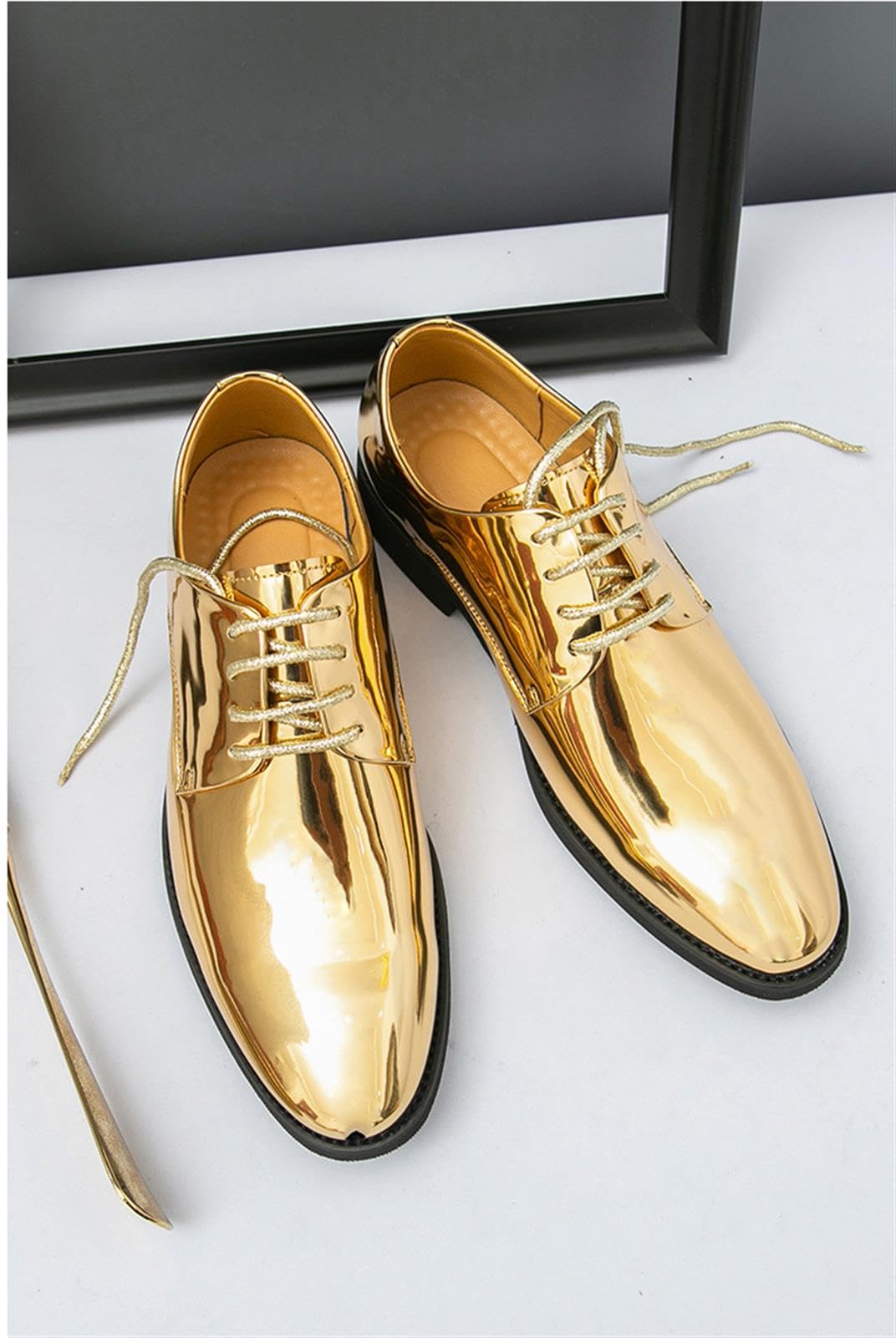 Zapatos Formales para Hombre De Charol Clásicos con Cordones para Esmoquin Formal Negocios Bodas Oxford De Moda
