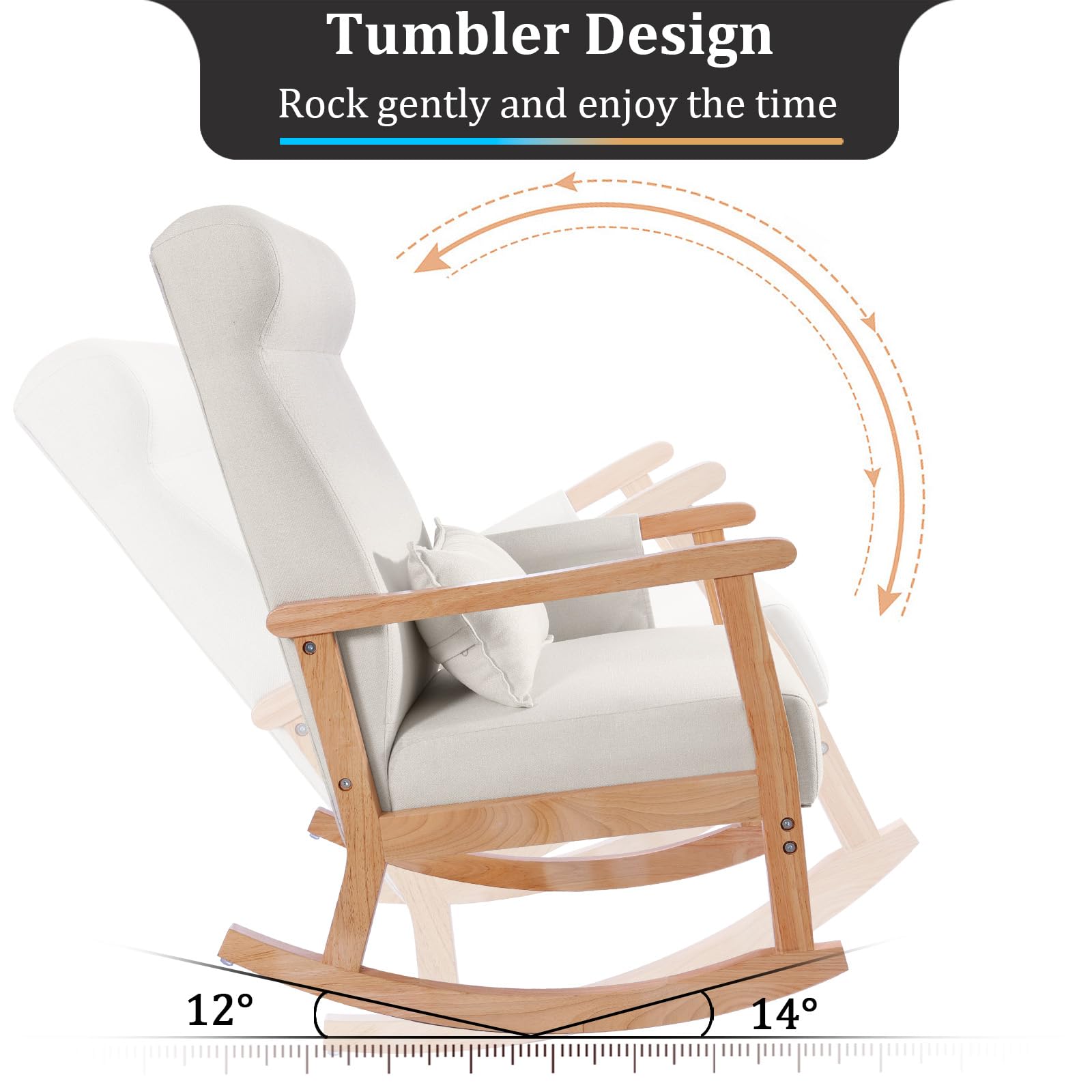 Noblemood Rocking Chair With Ottoman Upholstered Nursery Glider
