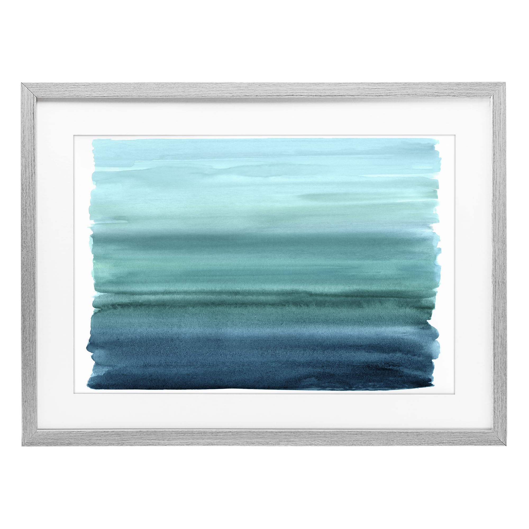 Stupell Industries Farmhouse Gray (Textured) Ombre Teal Gradient Abstract Calm, 14 X 20 Inch Framed Print Under Glass