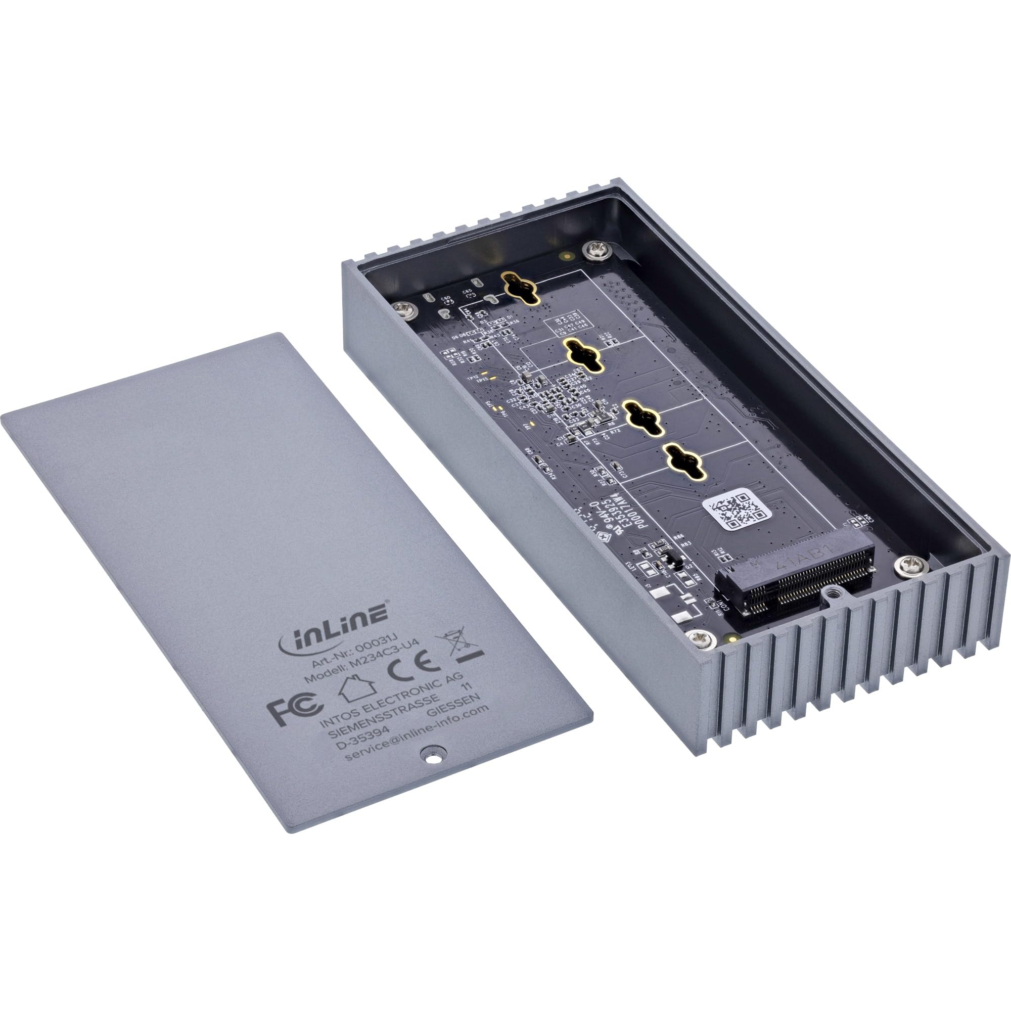 InLine Alloggiamento SSD USB4 M.2, USB-C a M.2 NVMe, in alluminio, fino a 40 Gb/s, compatibile Thunderbolt 3/4, con set di accessori, 00031J