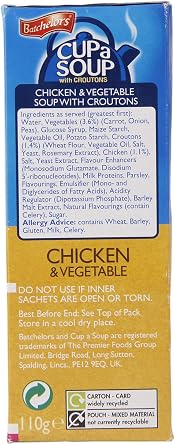 Batchelors Cup a Soup with Croutons Chicken and Vegetable 4 Sachets 110 g (Pack of 9)