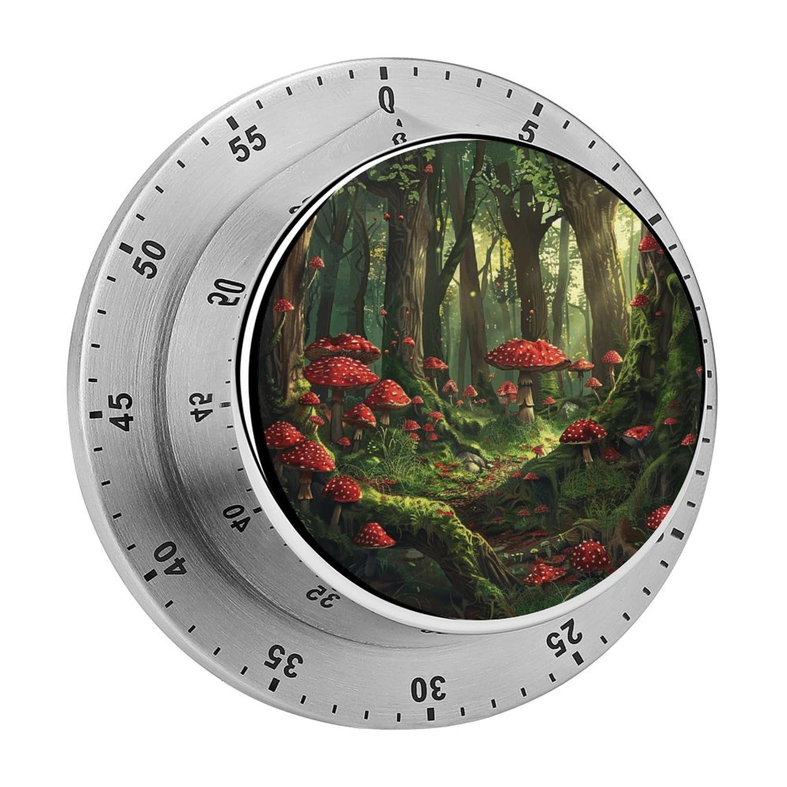 Mushrooms and Trees Kitchen Timer for Cooking,Chef Cooking Timer Clock with Loud Alarm Stainless Steel Countdown Timer No Batteries for Home Baking Cooking