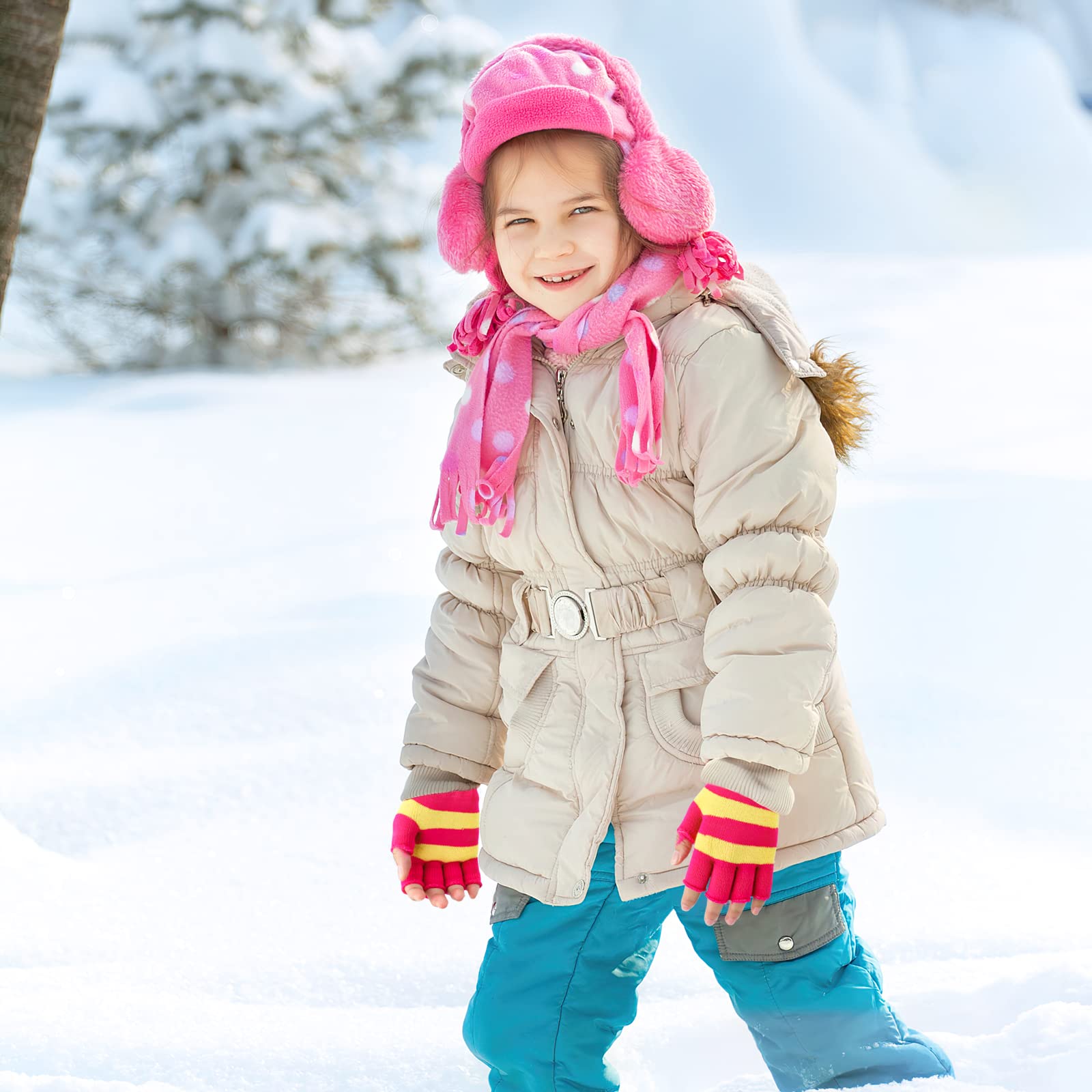 Kinder Handschuhe Fingerlos 3 Paar - Wandelbare Fäustlinge Für Winter