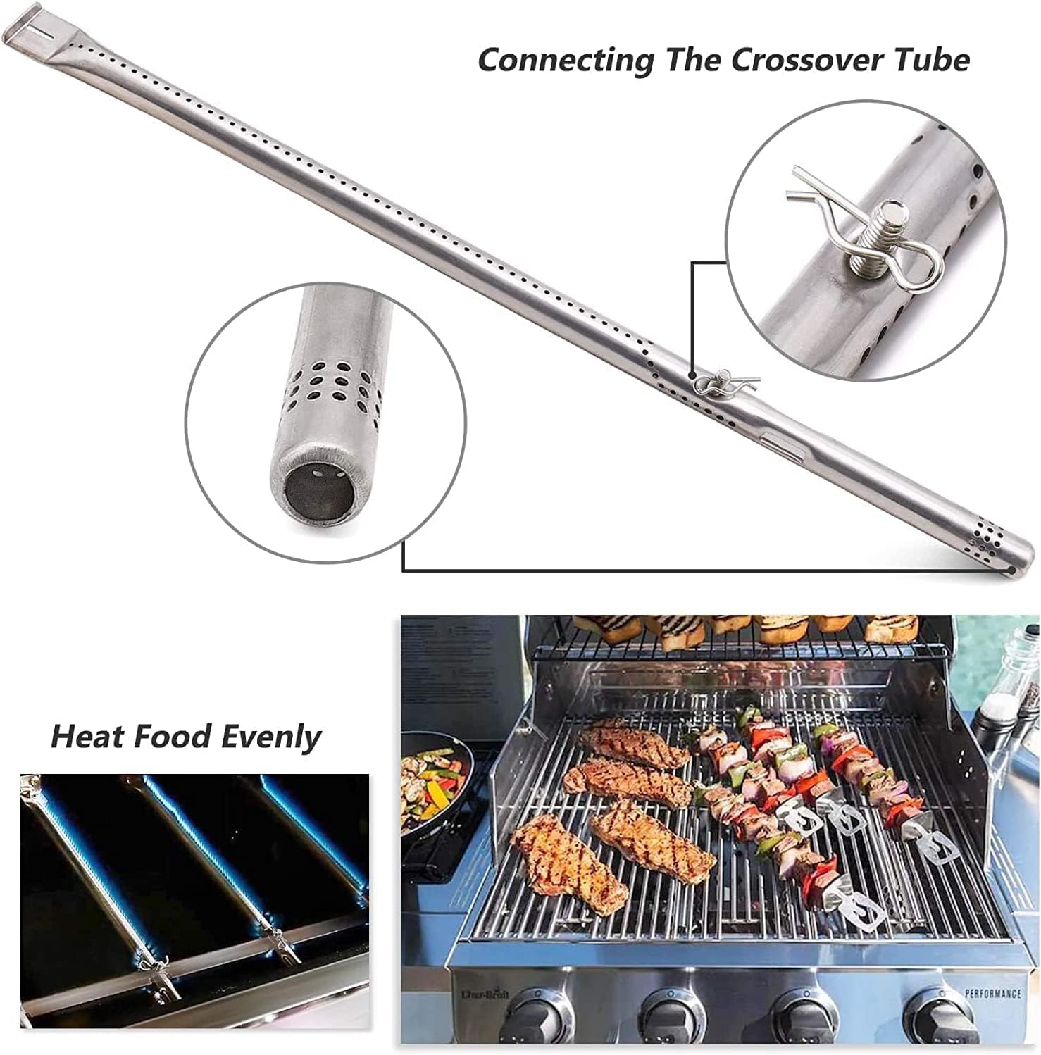 Criditpid Grill Replacement Parts for Charbroil Advantage 4 Burner 463344116 463343819 466344116 Models, Grill Burners, Heat Plate Shields, Crossover Tubes, Ignitors & Spark Generator Kit.