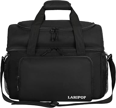 LARIPOP 2 Ball Bowling Bag Double Bowling Ball Carrier with Padded Holder, Shoe Compartment for Men Women Bowling League & Tournament