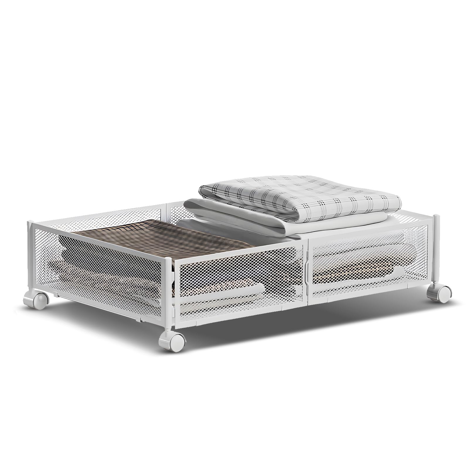 Contenedor bajo cama con ruedas de deslizamiento suave para organizar mantas y calzado sin esfuerzo