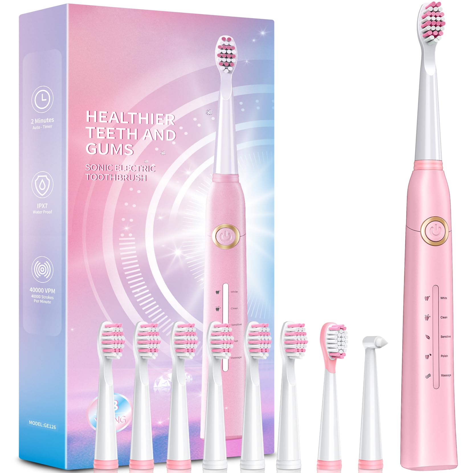 TEETHEORY Electric Toothbrush for Adults with 8 𝐁𝐫𝐮𝐬𝐡 𝐇𝐞𝐚𝐝𝐬, Sonic Electric Toothbrush with 40000 VPM Deep Clean 5 Modes, Rechargeable Toothbrushes Fast Charge 4 Hours Last 30 Days-image-44
