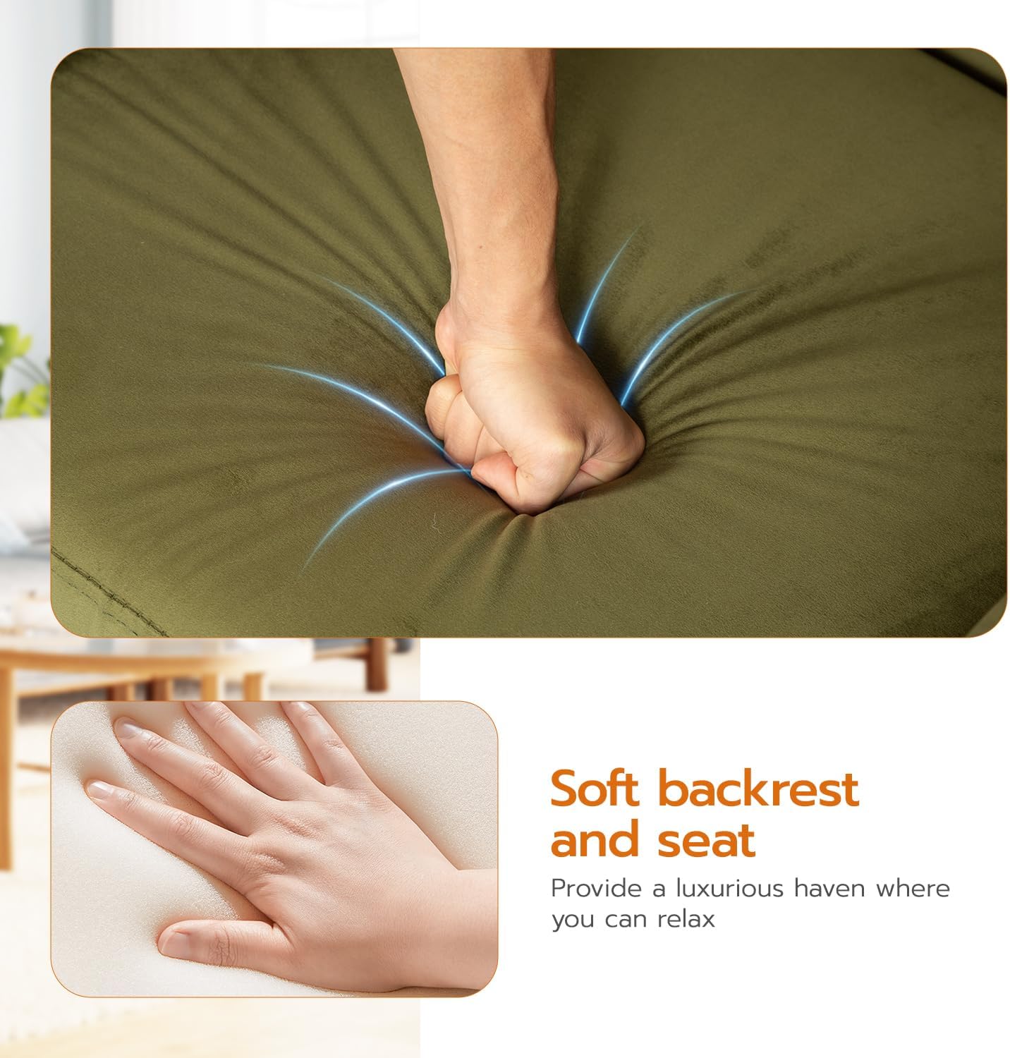 FDW Velvet Barrel Accent Chair with Ottoman, Modern Armchair with Ottoman Set, Comfortable Reading Chair for Living Room, Bedroom & Apartment Lounge, Green