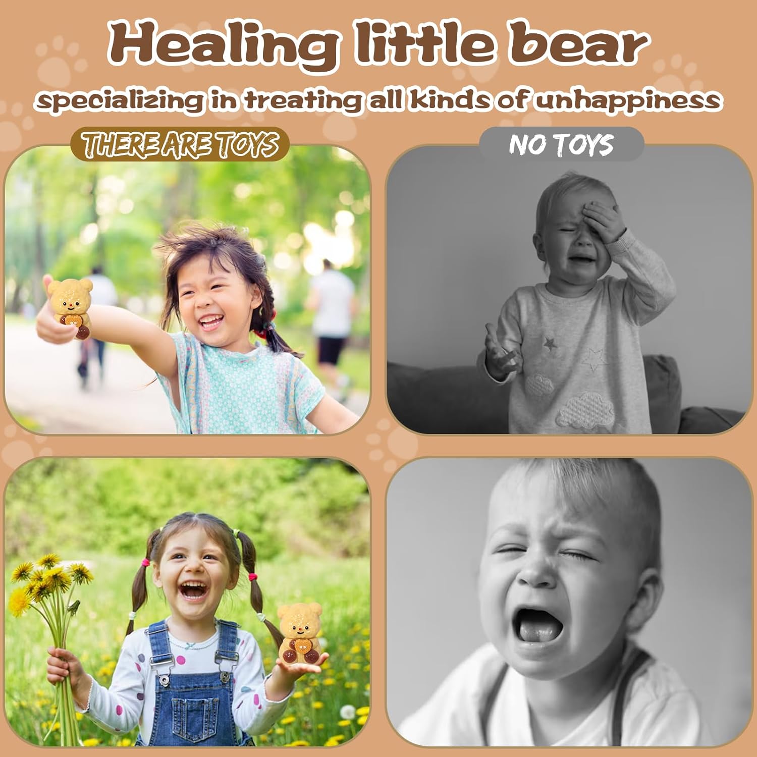 2pcs Squeeze Bear Squeeze Toys,Cute Sticky Kawaii Squishies PVC Toys,Stress Relieving Fur Ball OPP Packaging Gifts,Fidget Toys Novelty Things Suitable for Kids Adult