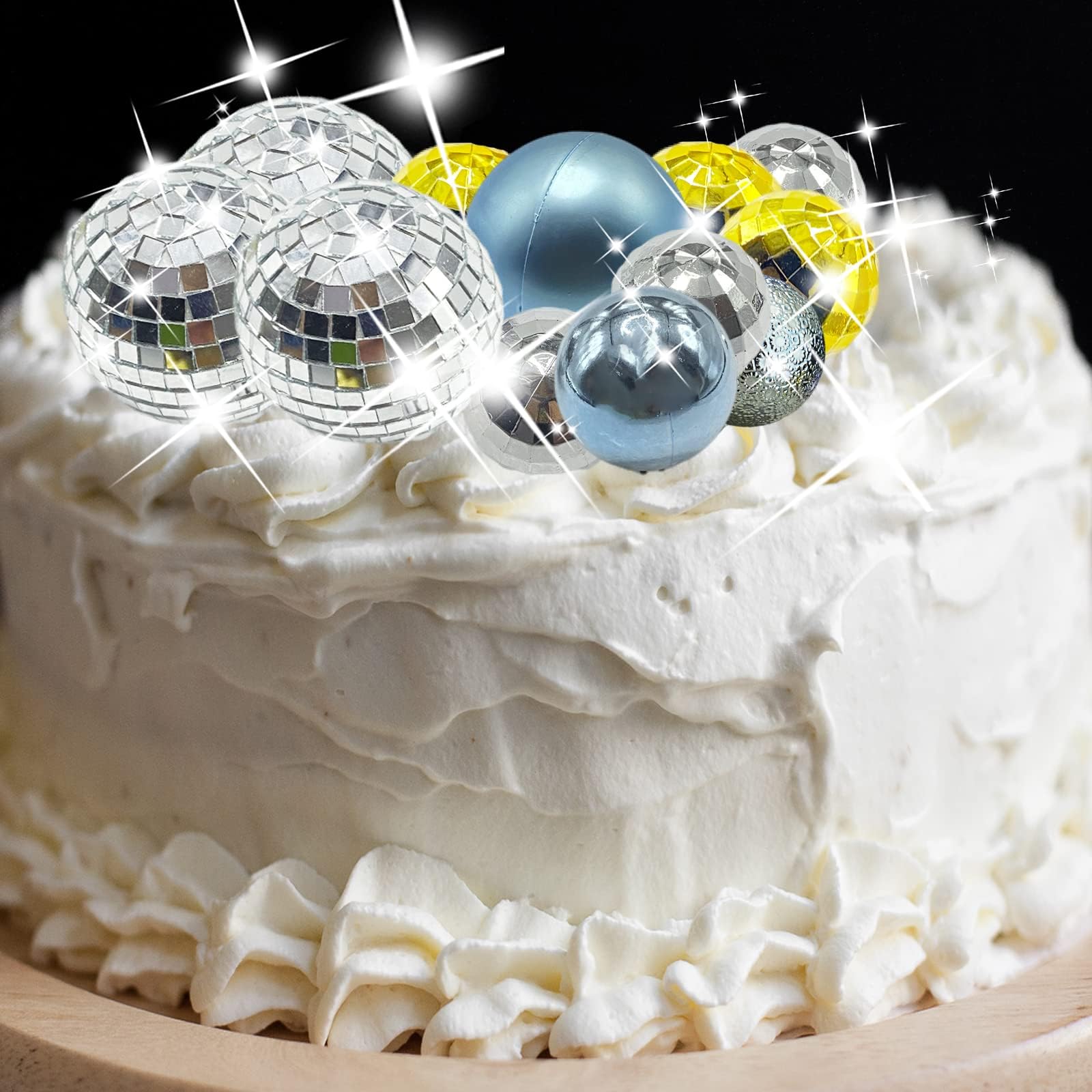 30 Pcs Disco Ball Cake Topper Set Mini Mirror Ball Cake Decorations