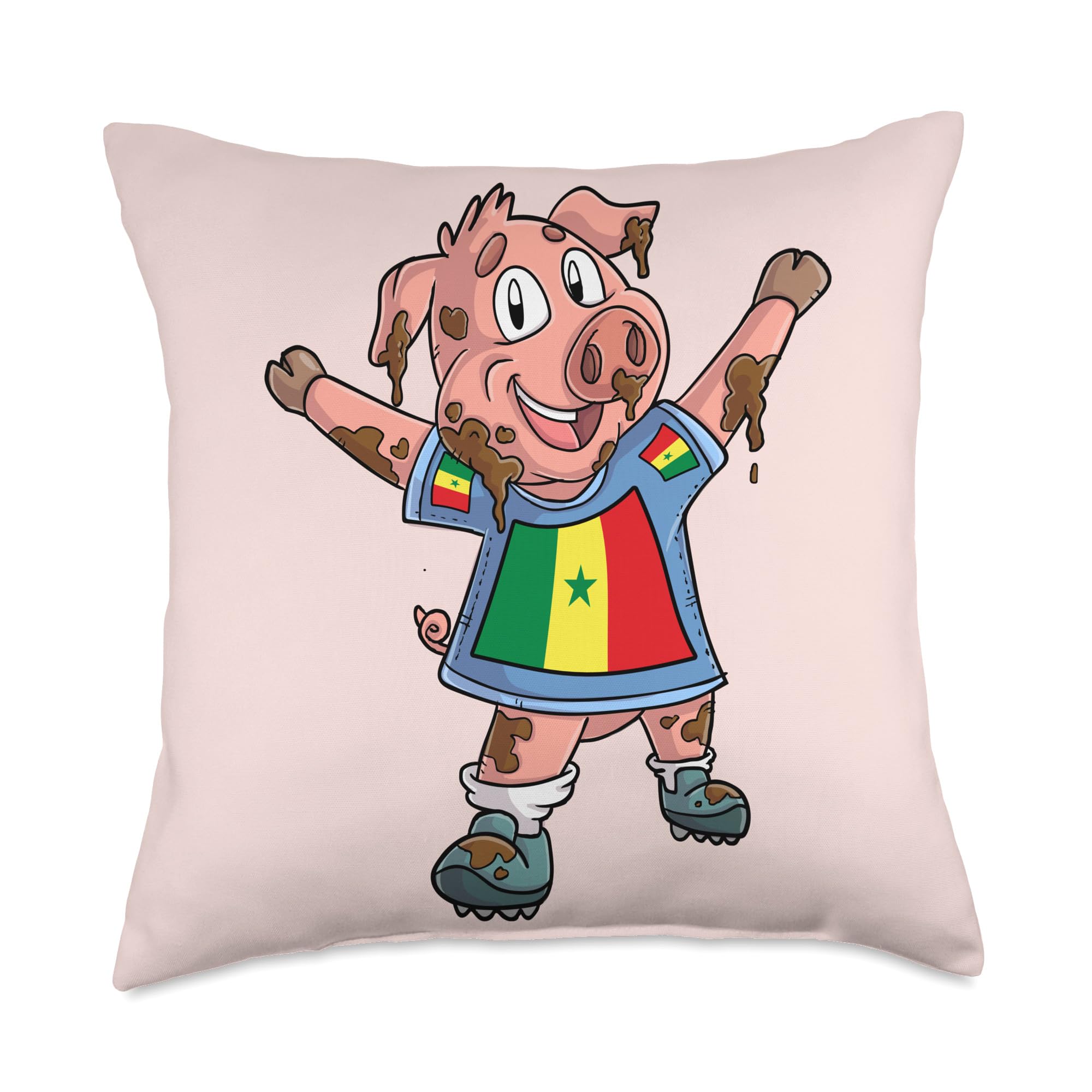 Senegal Pig Fan Throw Pillow, 18x18, Multicolor