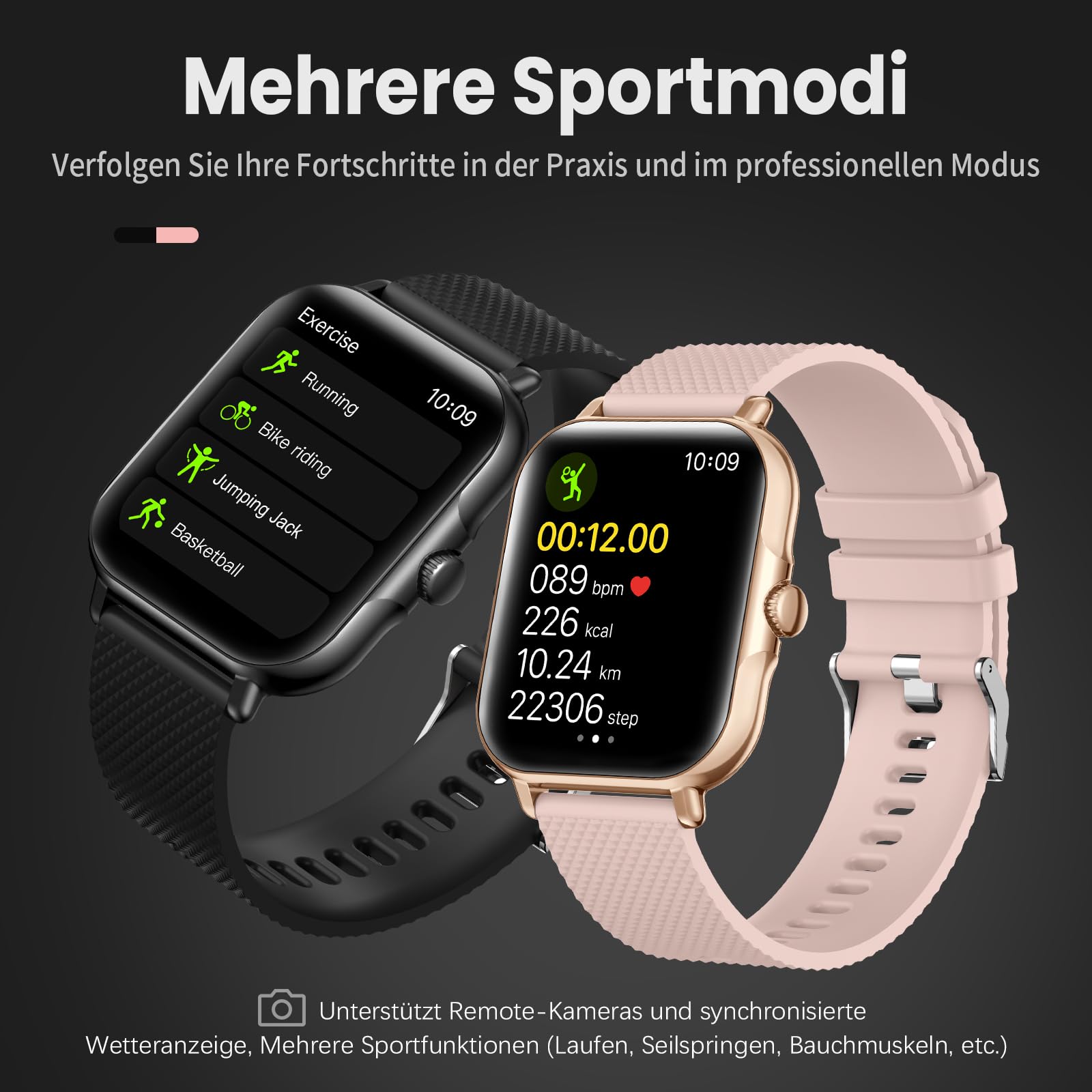 zaisia Smartwatch Uomo Donna, 1,85'' Orologio Fitness con Sonno Cardiofrequenzimetro, Smart Watch con Funzione di Notifica dei Messaggi e Chiamata, IP68 Impermeabile Tracker Fitness per Android iOS