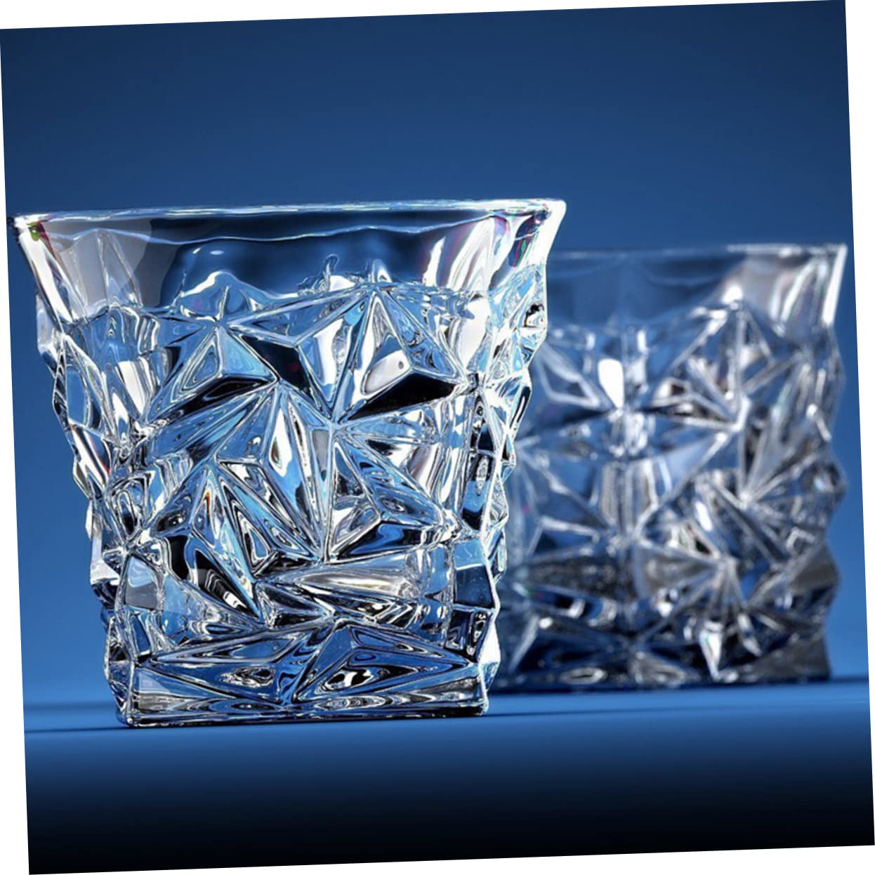 Cabilock 3 Sätze Whiskyglas Aus Bleifreiem Kristallglas Kreatives Diamantgeschliffenes Design Hochwertige Bierkrüge Für Restaurantdekoration Transparent Drinnen Und Draußen 2 Stück * 3