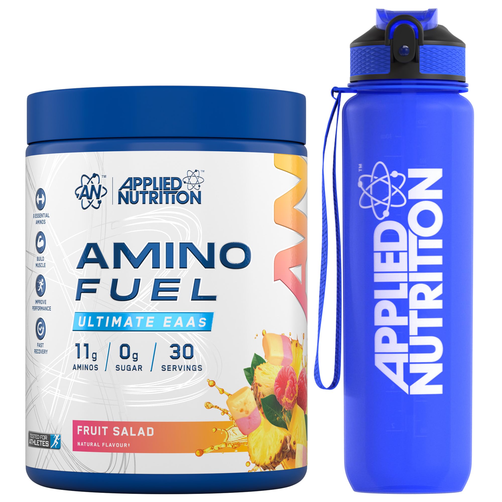 Applied Nutrition Bundle Amino Fuel 390g + Lifestyle Water Bottle 1000ml - Amino Acids Supplement, EAA Essential Amino Acids Powder, Muscle Fuel & Recovery (Fruit Salad)