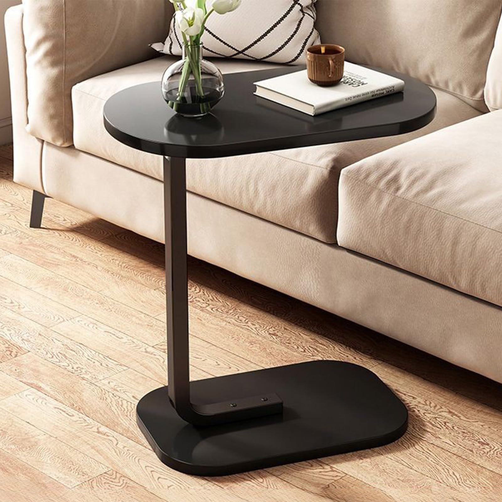 LBLFEBD C Shaped Side Table Narrow Side Table, Small Modern Sofa Side Table, Slim Coffee Snack Couch Table Nightstand Slide Under Sofa