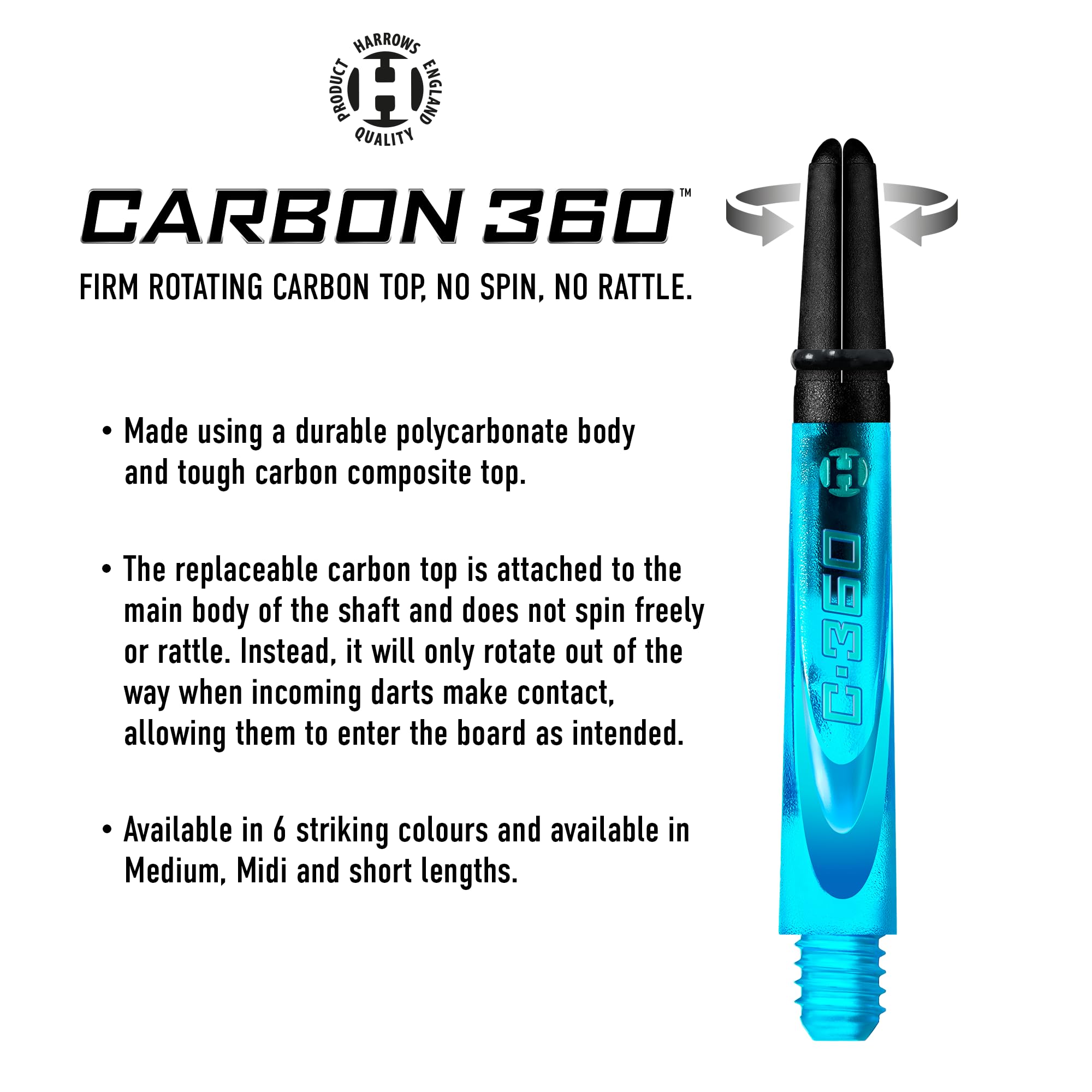Harrows Set Di 3 Freccette In Carbonio ST, 9 Aste In Totale Per Freccette Medie Corte E Medie Resistenti 459967