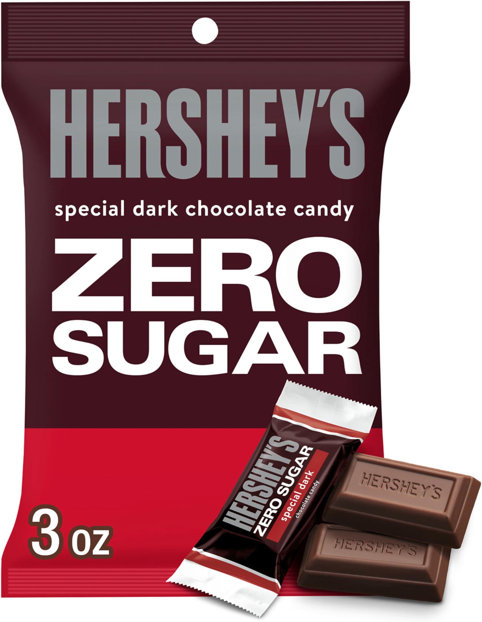 HERSHEY'S SPECIAL DARK Zero Sugar Chocolate Candy Bag, 3 oz