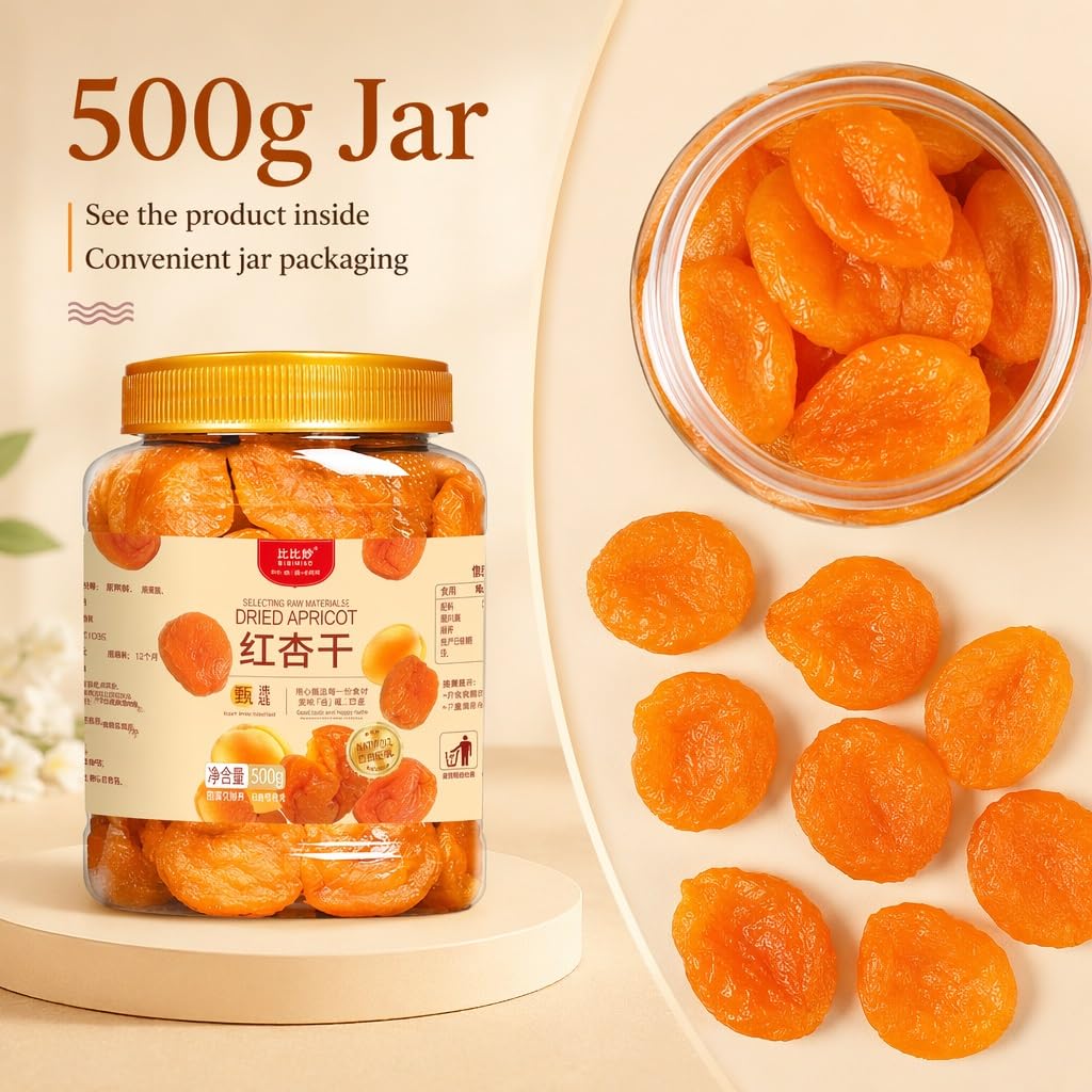 Albaricoques Secos Deshuesados ​​naturales 500g, Secados Al Sol De Corte Grueso, Bocadillos Frutas Suaves Y Masticables Saludables For Regalos, Hornear, Té