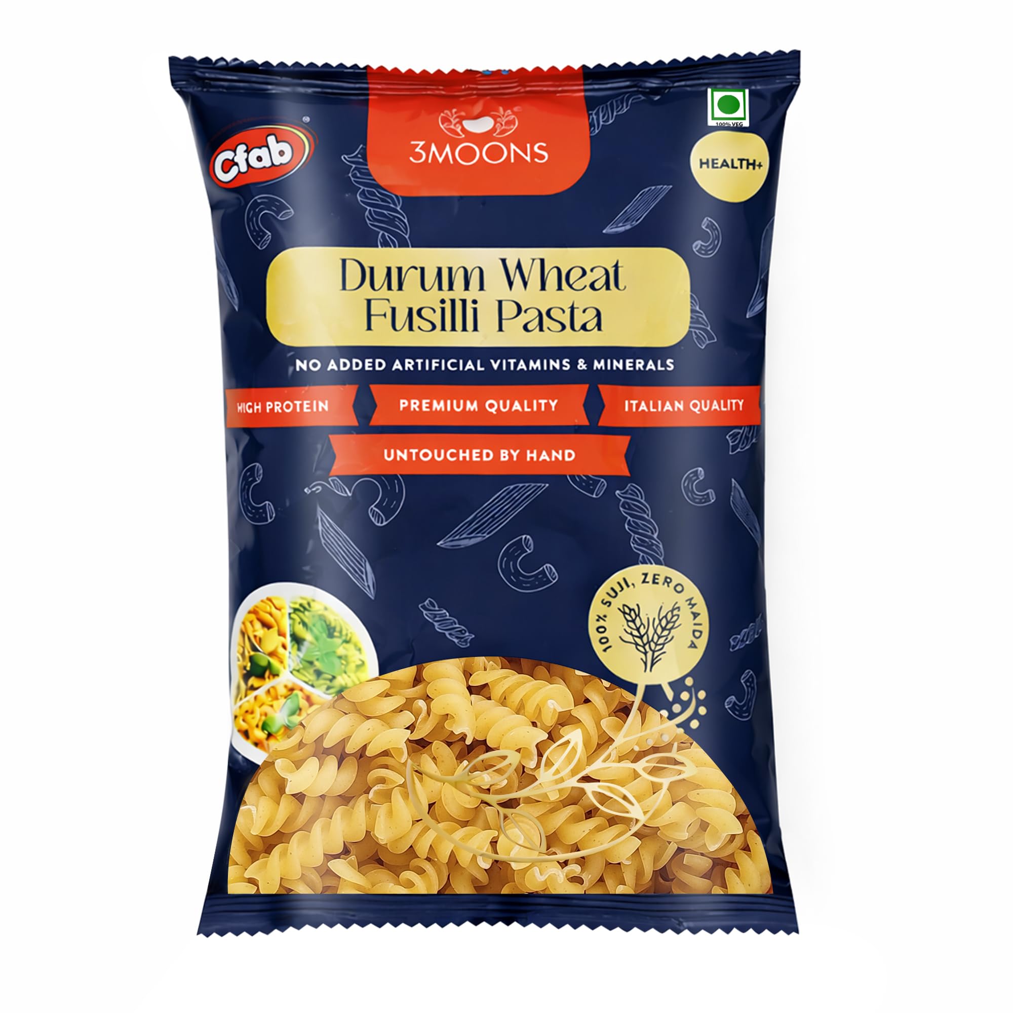 3MOONS Durum Wheat Fusilli Pasta 500g (Pack of 3), 250g (Pack of 1) & 100g (Pack of 1) | 100% Sooji, No Maida|Healthy, Non-Sticky, High Protein | Vegetarian, Italian Quality Pasta-image-29