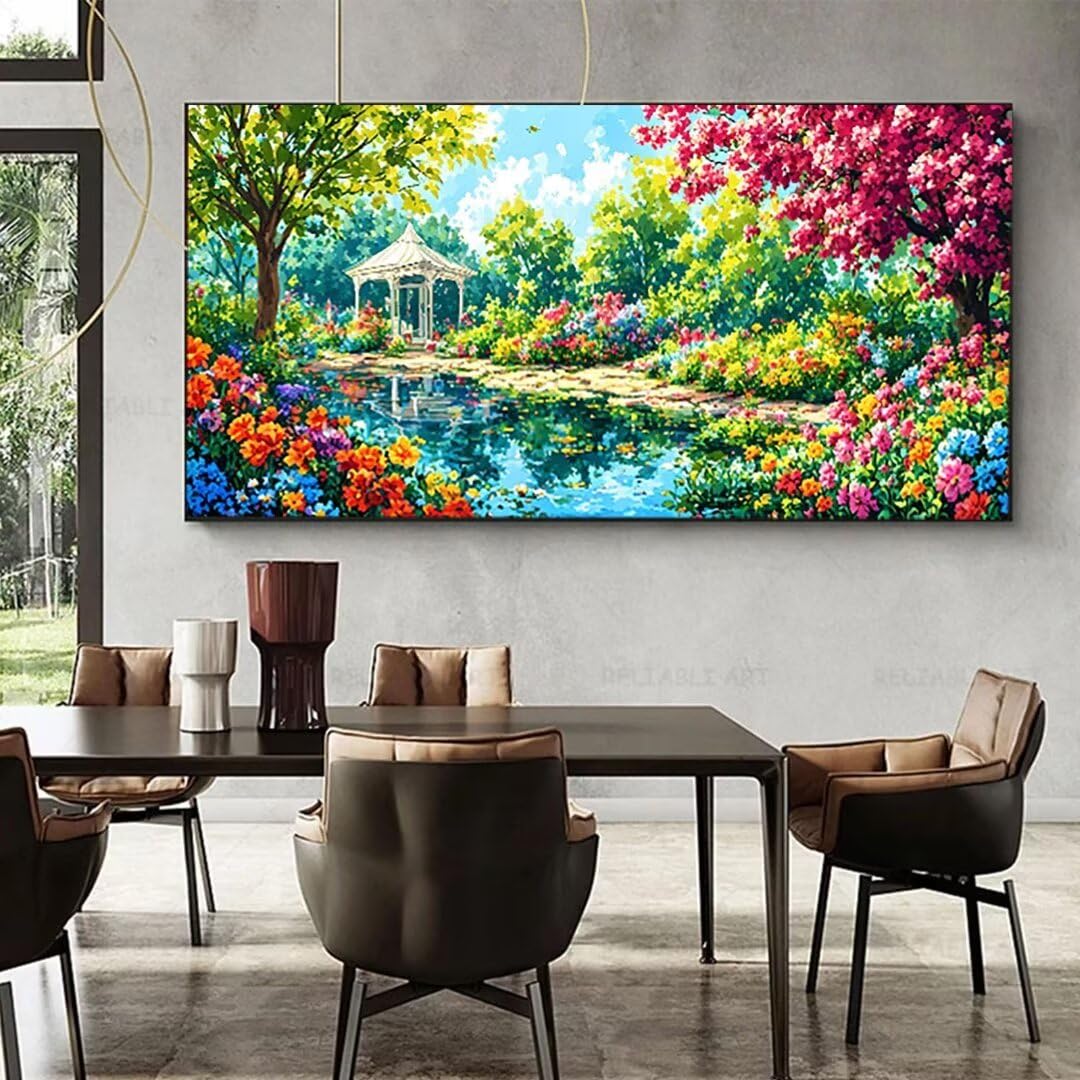 Malen Nach Zahlen Erwachsene Blume Paint by Numbersr, Garten Malen Nach Zahlen Kinde Anfänger, DIY Handgemalt Ölgemälde Leinwand Kit mit Pinseln und Acrylfarbe für Home Décor, Ohne Rahmen 60x120cm 4-m