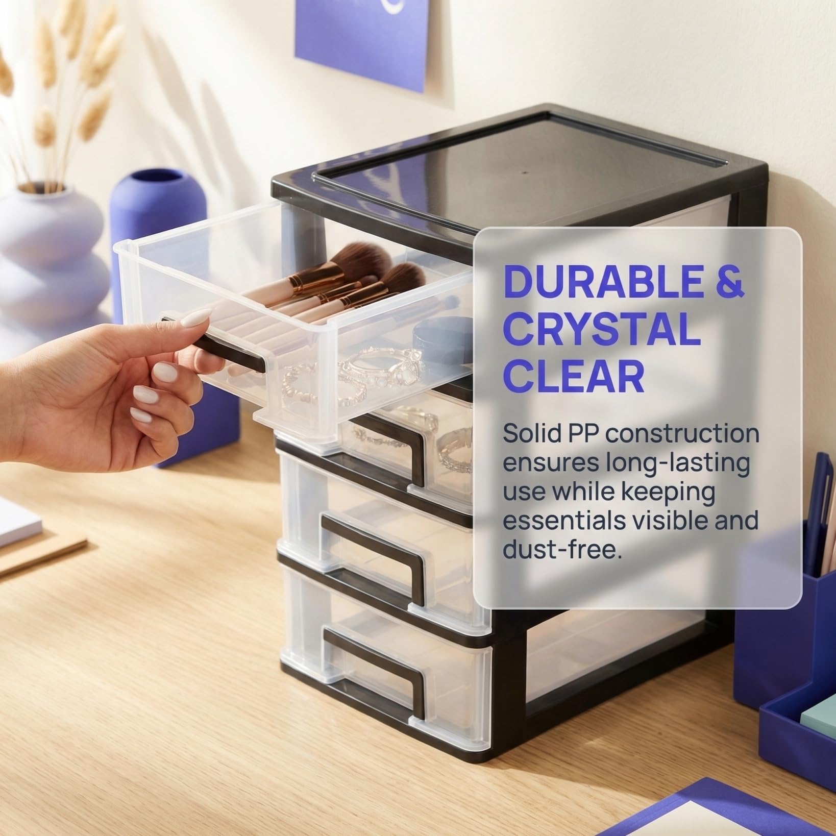 Cabilock Organizer da scrivania a 5 cassetti, in plastica, a 5 strati, organizer da scrivania, cubo per cosmetici, gioielli, per casa e ufficio