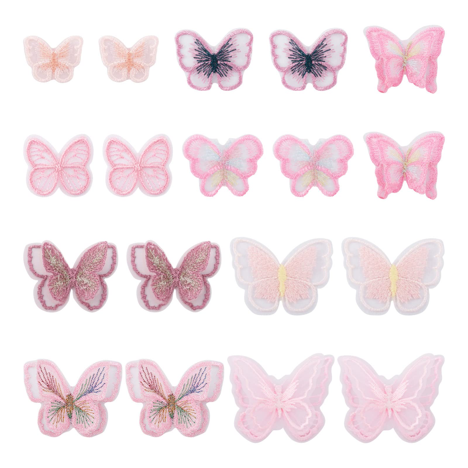 Bestewelry 36pcs Sew on Patches Butterfly Organza Lace Patches Embroidery Appliques Badge for Clothes Jeans Jackets Shoes Hat Bag Decoration