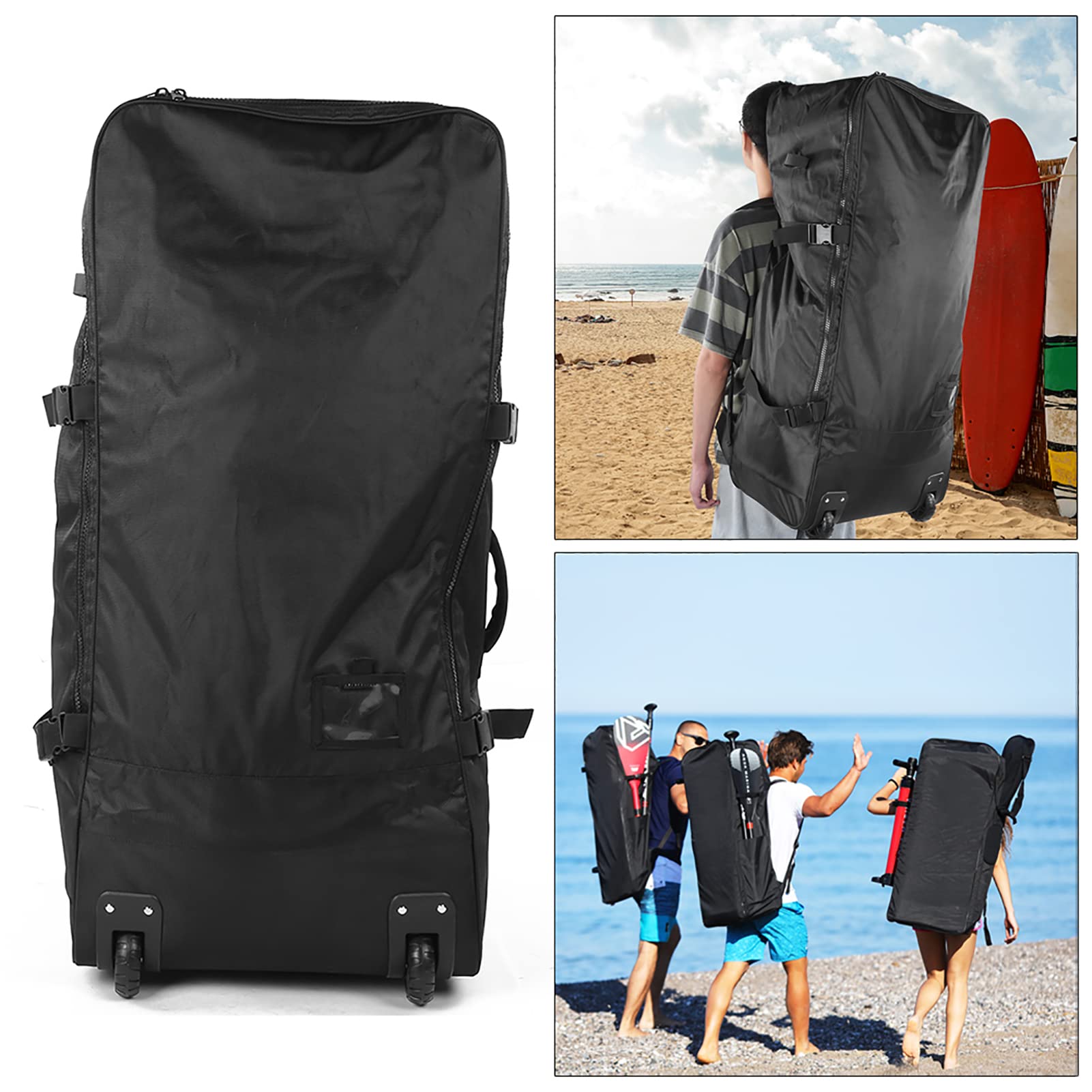 Surfboard Kajak-Tasche, 140 l, großes Fassungsvermögen, wasserdicht, langlebig, Reißverschluss-Aufbewahrungstasche mit Rädern für Outdoor-Enthusiasten, Polyester-Material,