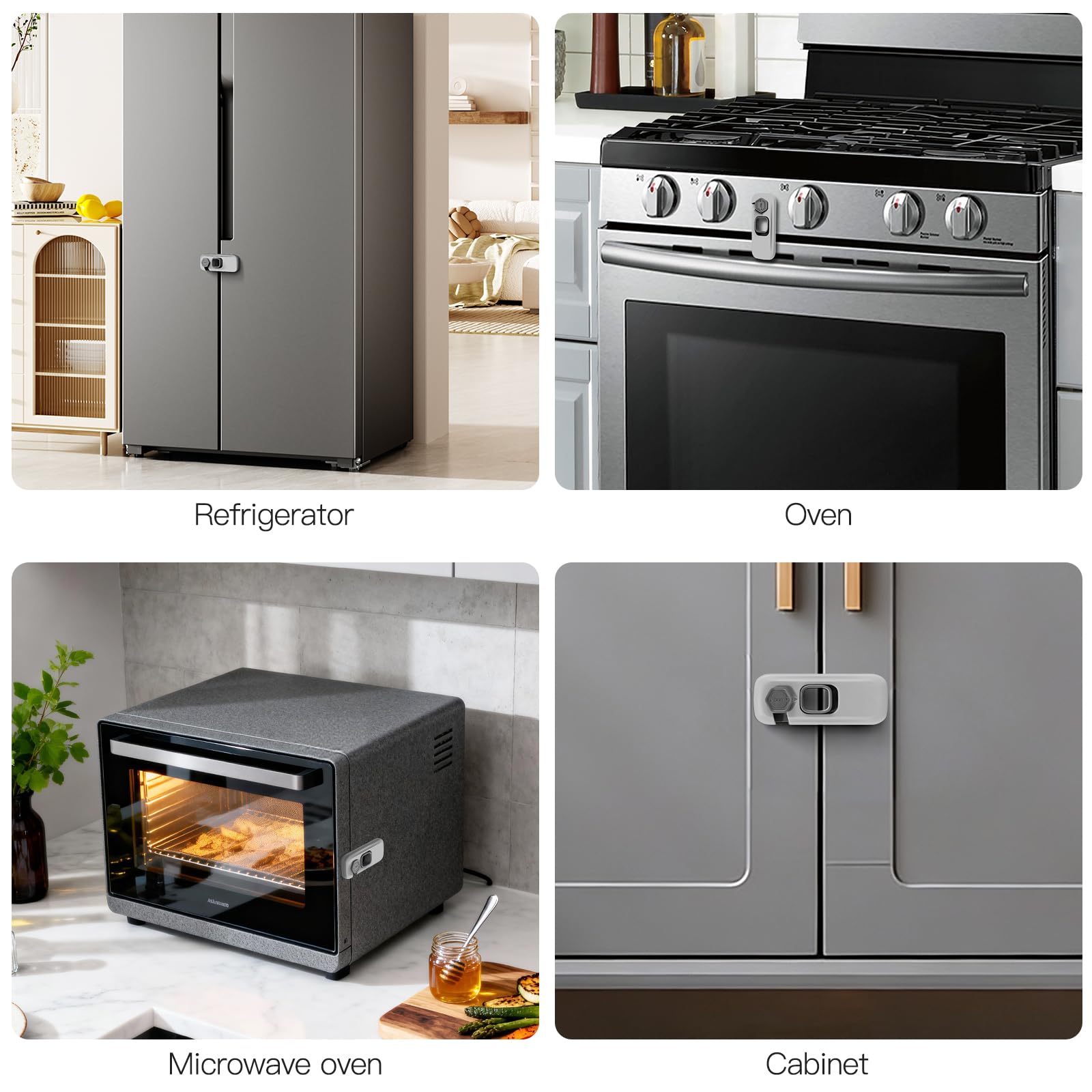 Cerradura de refrigerador a prueba de niños para padres/dueños de mascotas, paquete de 2 cerraduras de seguridad para bebés para niños, pestillo de congelador para mantener la puerta cerrada para