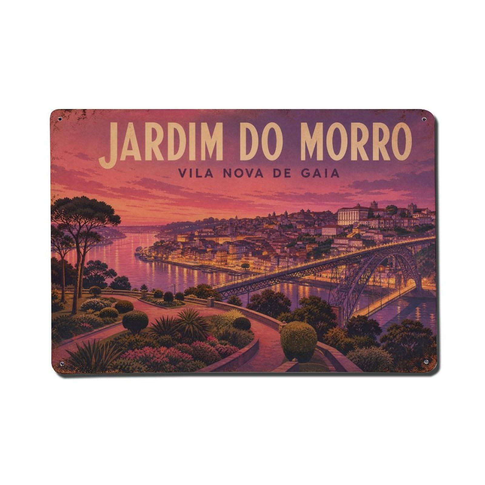 Yrnq 08X12inch Vintage Style Vintage Jardim Morro Panoramic Viewpoint Portugal Metal Tin Sign