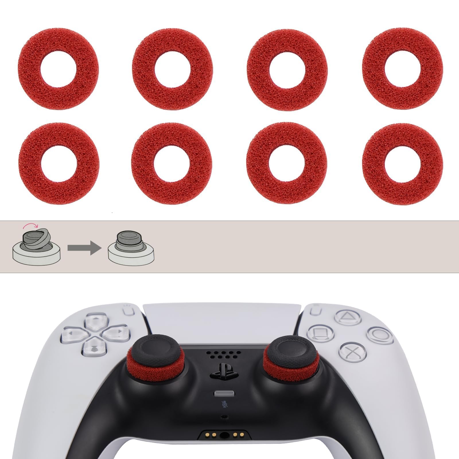 MOLOPPO 8PCS Aim Assist Motion Control, Gaming Accessories for PS4,PS5,PS Portal,Xbox One,Xbox Elite, for Playstation 5 Accessories, Control Freaks(Wine red)