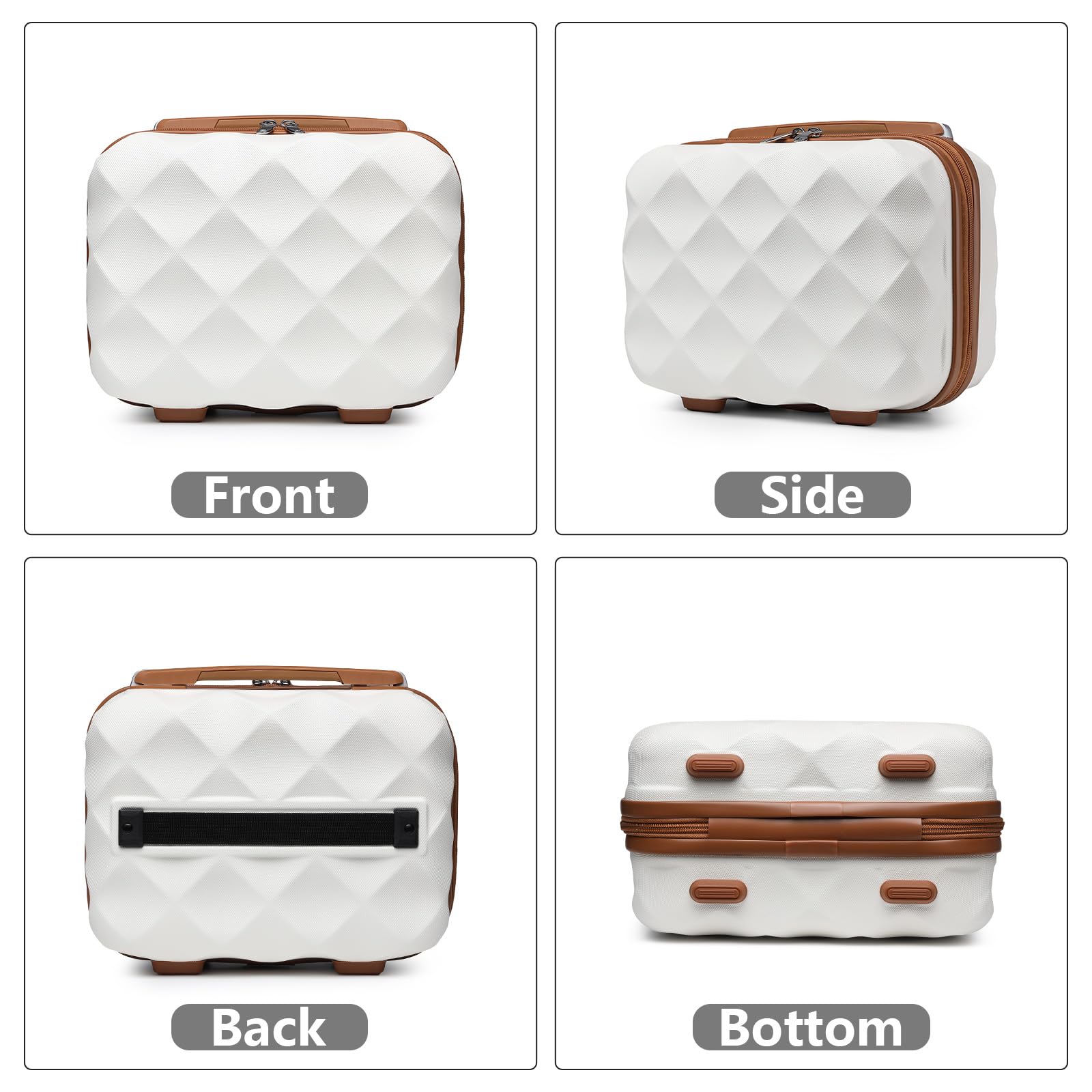 British Traveller Beauty Case 30x17x25cm Valigia Trolley Rigida Leggero Borsa da Toilette (13pollici, Bianco)