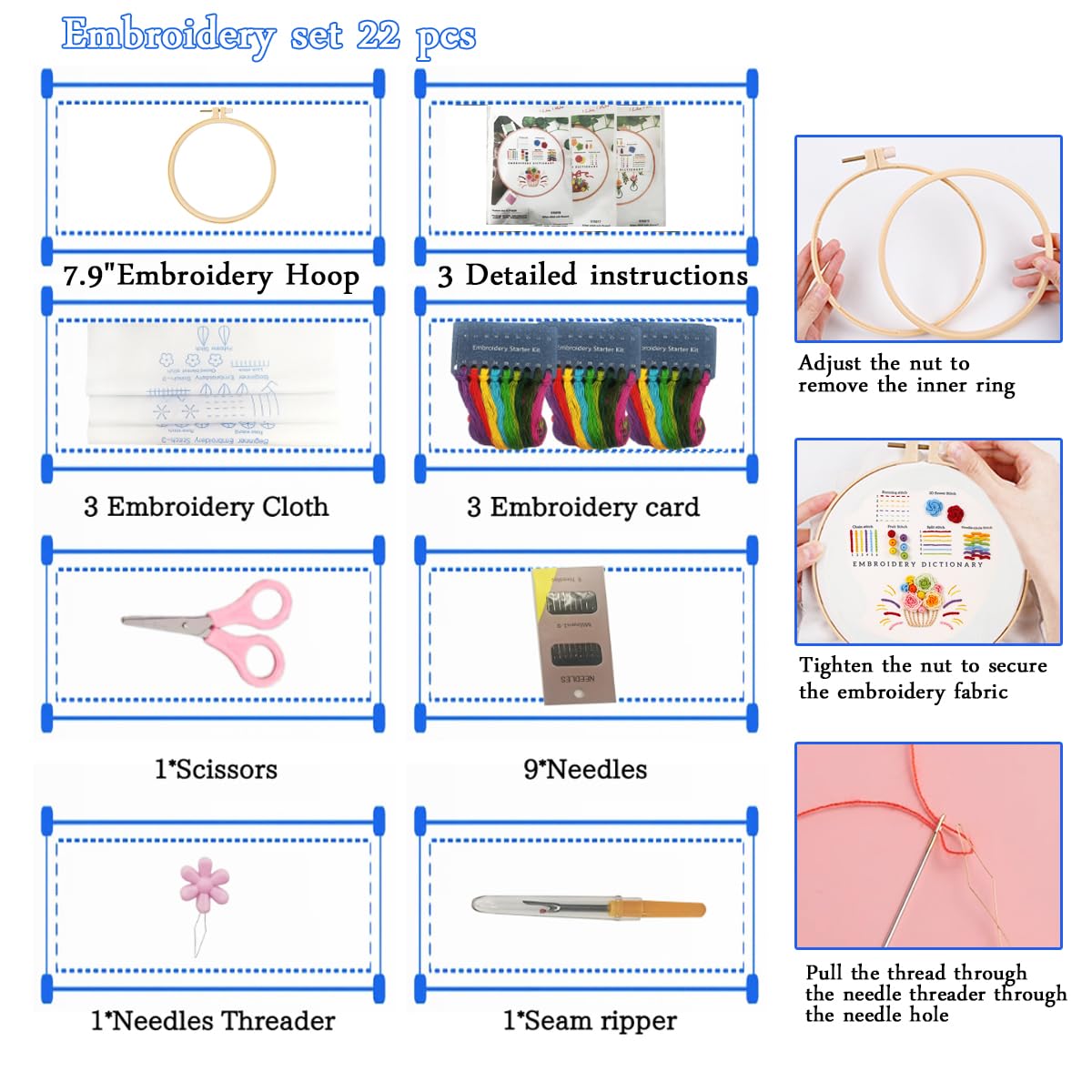 Embroidery Kit for Beginners Adults Cross Stitch Kits Punch Needle Beginner Needlepoint Kits Hobbies for Women & Kids
