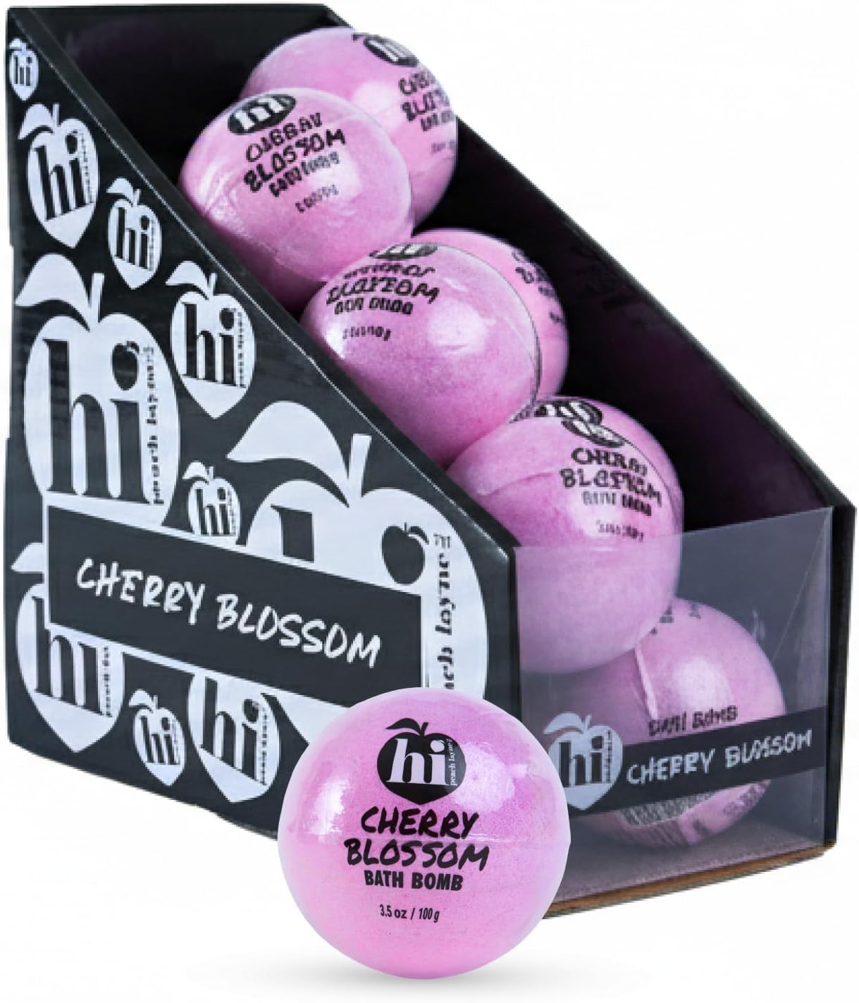 Hi Peach Layne Cherry Blossom Bath Bombs 12-Pack (3.5 oz Each) – Vegan, Clean Beauty Spa Gifts for Women & Kids, Fun Fizzing Bath Bombs for Girls