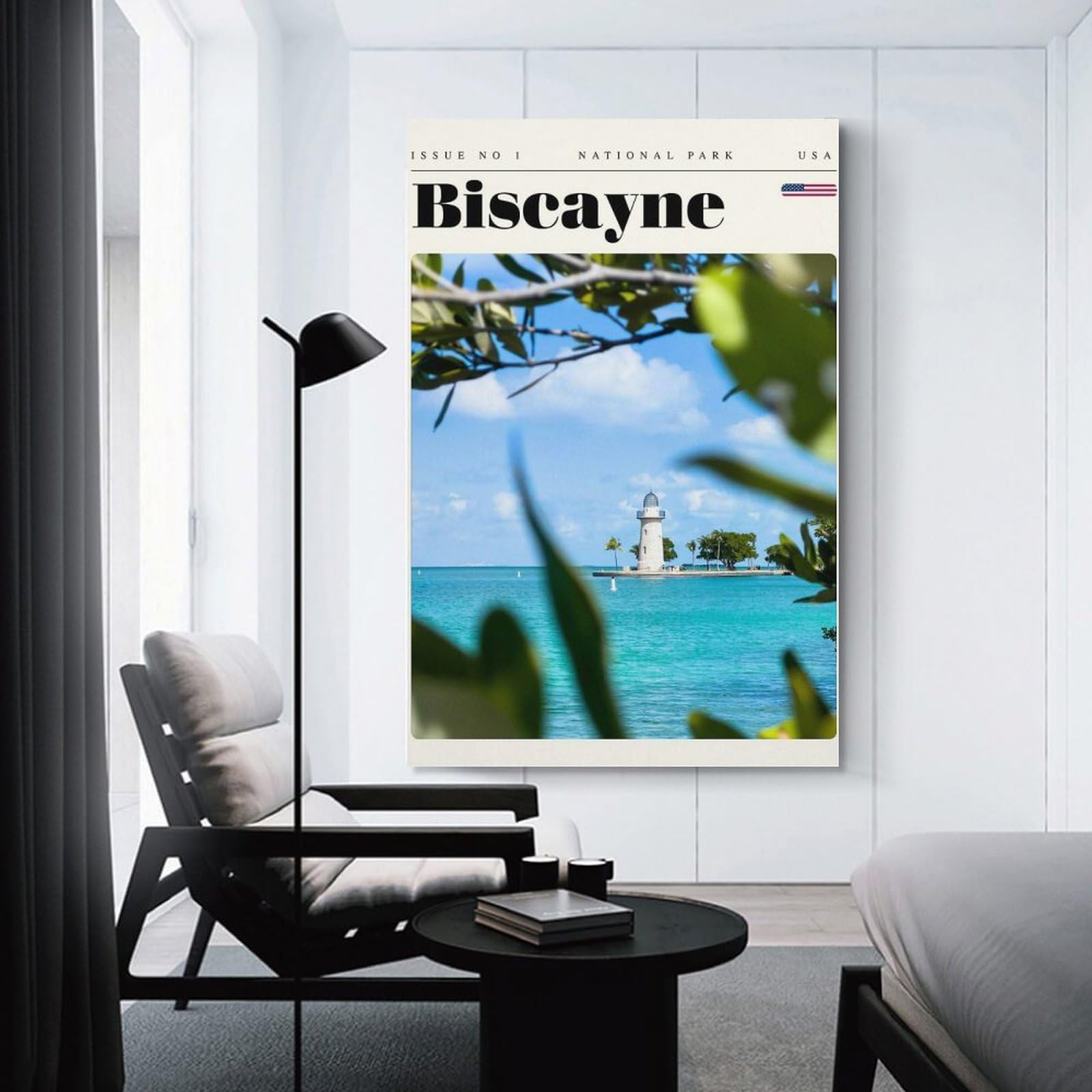 Junmoney Canvas Wall Picture Biscayne National Park Lighthouse Travel Art, 08x12inch(20x30cm), for Gallery Wall Decor And Room Displays, Decorative Artwork with Flexible Styling