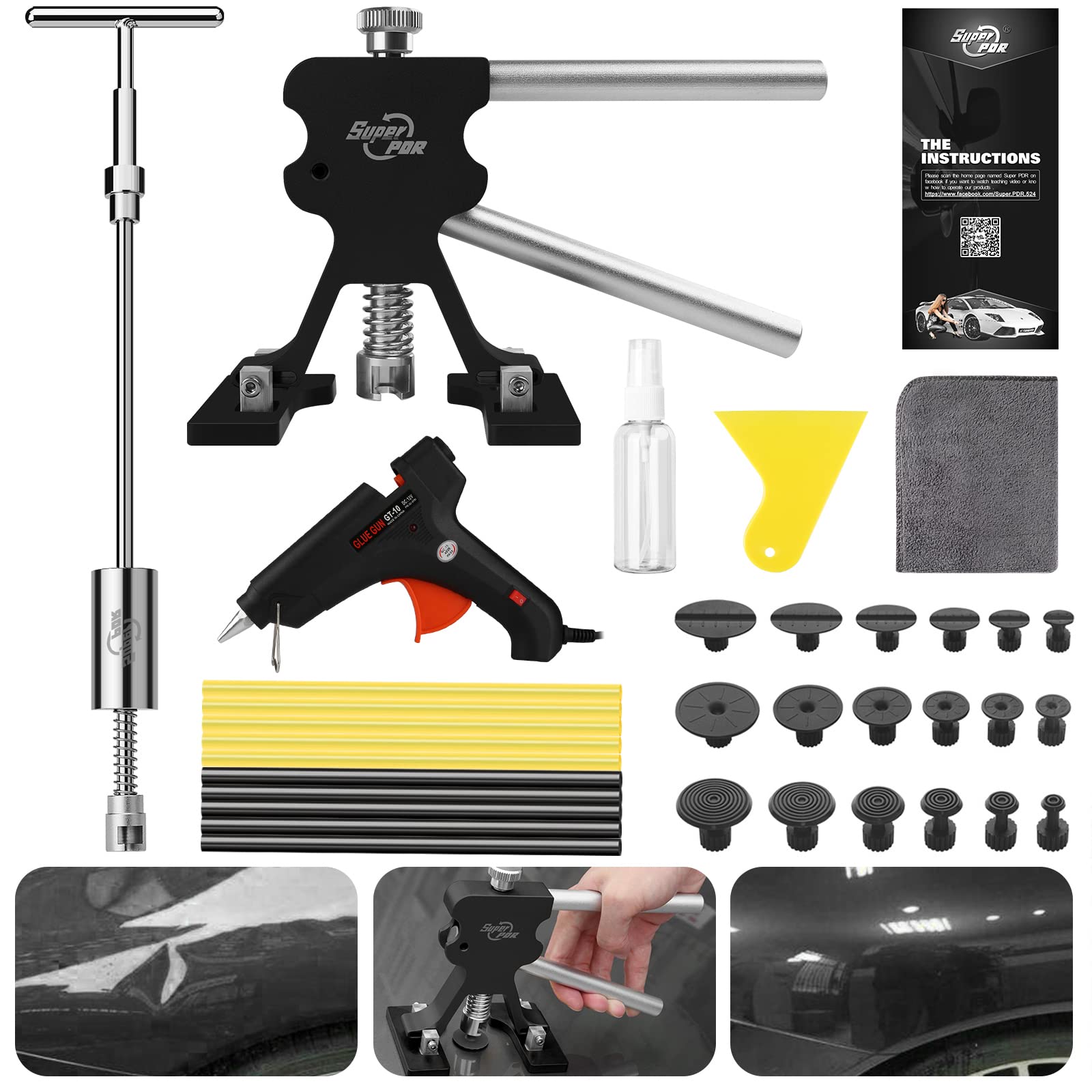 Buy PDR Car Dent Repair Kit, PaintFree Dent Tool Set with 2 in 1 TBar Dent Puller, Dent Lifter