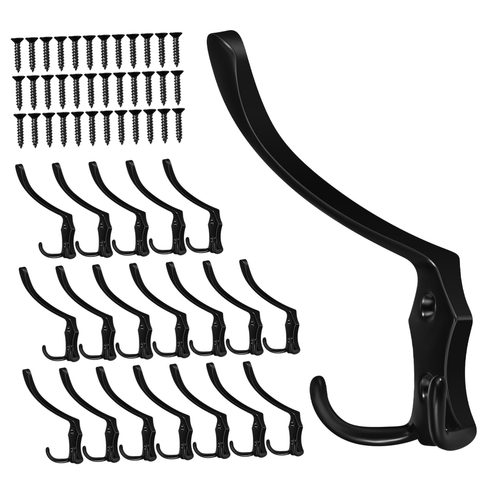 Crochets muraux noirs en zinc lot de 20 au style moderne pour suspendre vestes