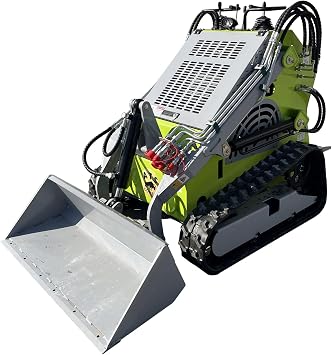 Mini Skid Steer T460A 23HP ZSGB680 Gas Engine with 840 Lbs Lifting Capacity, 60" Dumping Height, Hydraulic Guided Drive, Air-Cooled Engine Three-Pump Hydraulic System Green