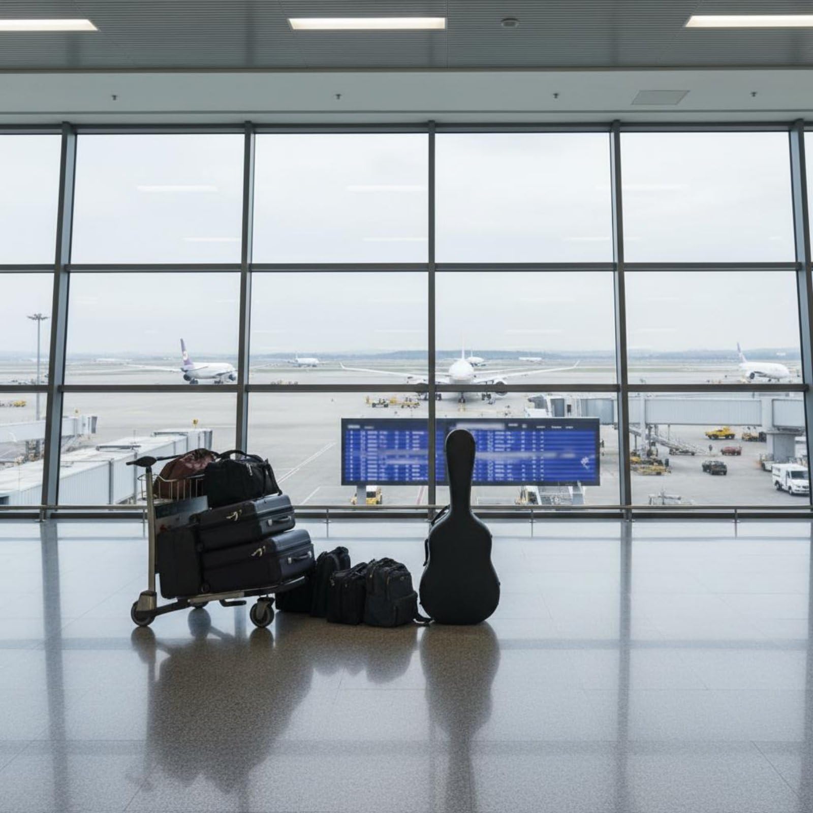 Qianly Custodia Rigida per Chitarra Antiurto Zaino Custodia per Chitarra Portatile Borsa da Trasporto per Musicisti Itineranti, Motivo Onda 39 Pollici