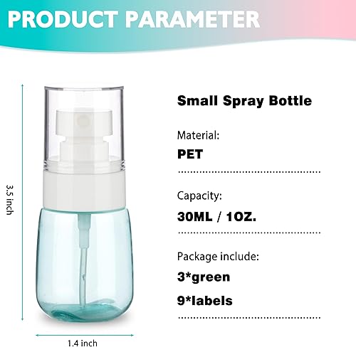 Miniatura 2 de Paquete de 3 botellas de spray pequeñas de 1 onza1.0 fl oz, mini botellas de spray de plástico, botella de spray de viaje con niebla fina, pequeñas
