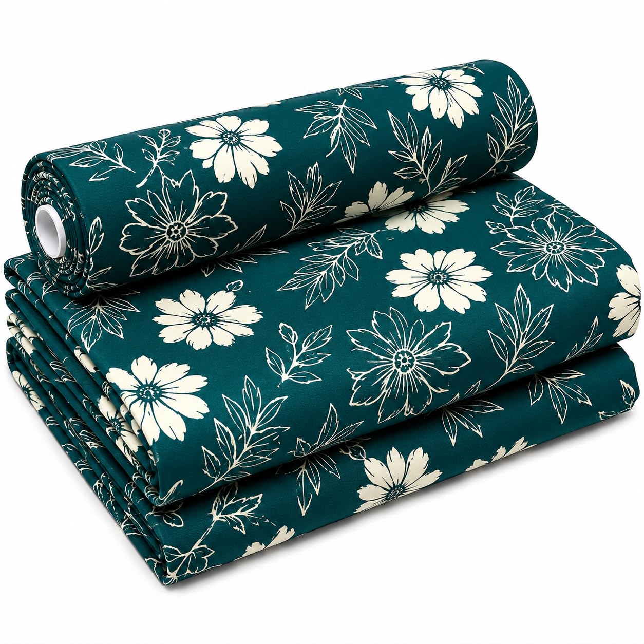 Women's Unstitched Floral Printed Rayon Suit Dress Material | Premium Soft Rayon Fabric | Teal Green & Cream | Width 56-58 Inch-image-43
