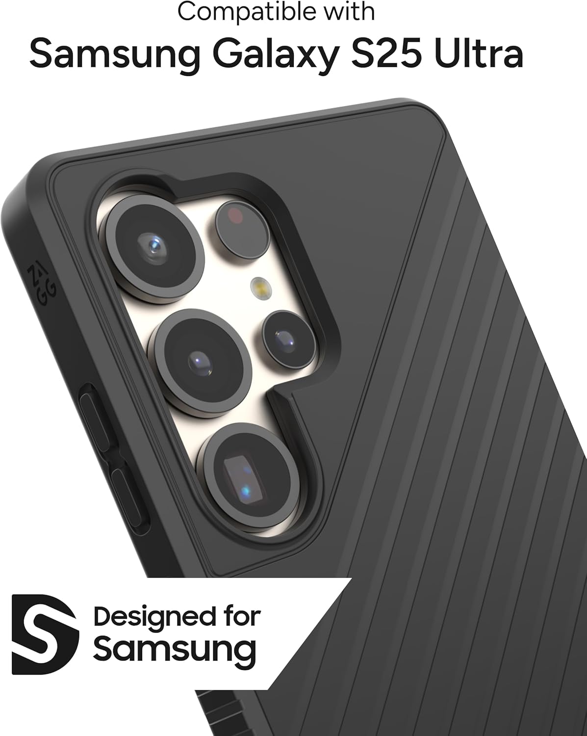 ZAGG Denali Samsung Galaxy S25 Ultra Case with Kickstand - 16ft Drop Protection, Graphene-Infused, Wireless Charging Compatible, Rugged Dual-Layer Design, Black