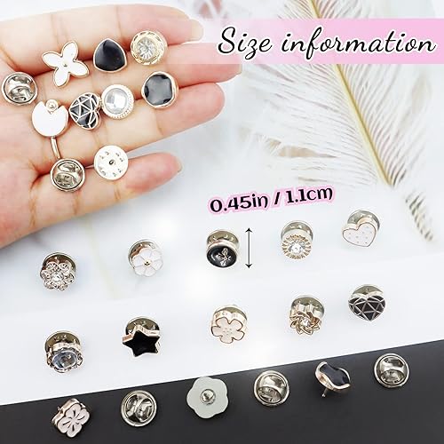 Miniatura 3 de 30 botones de broche para camisa para mujer, 30 piezas de mini alfileres de botón para cubrir, bonito juego de pines de solapa esmaltados, botones