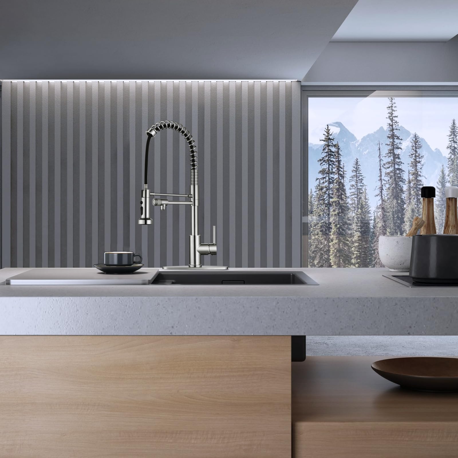 Grifo de agua potable, grifo de cocina, grifo de fregadero de cocina, grifo de filtración de agua, grifo de fregadero, grifos de cocina extraíbles, grifo de filtro de agua de bar, cromo, acero