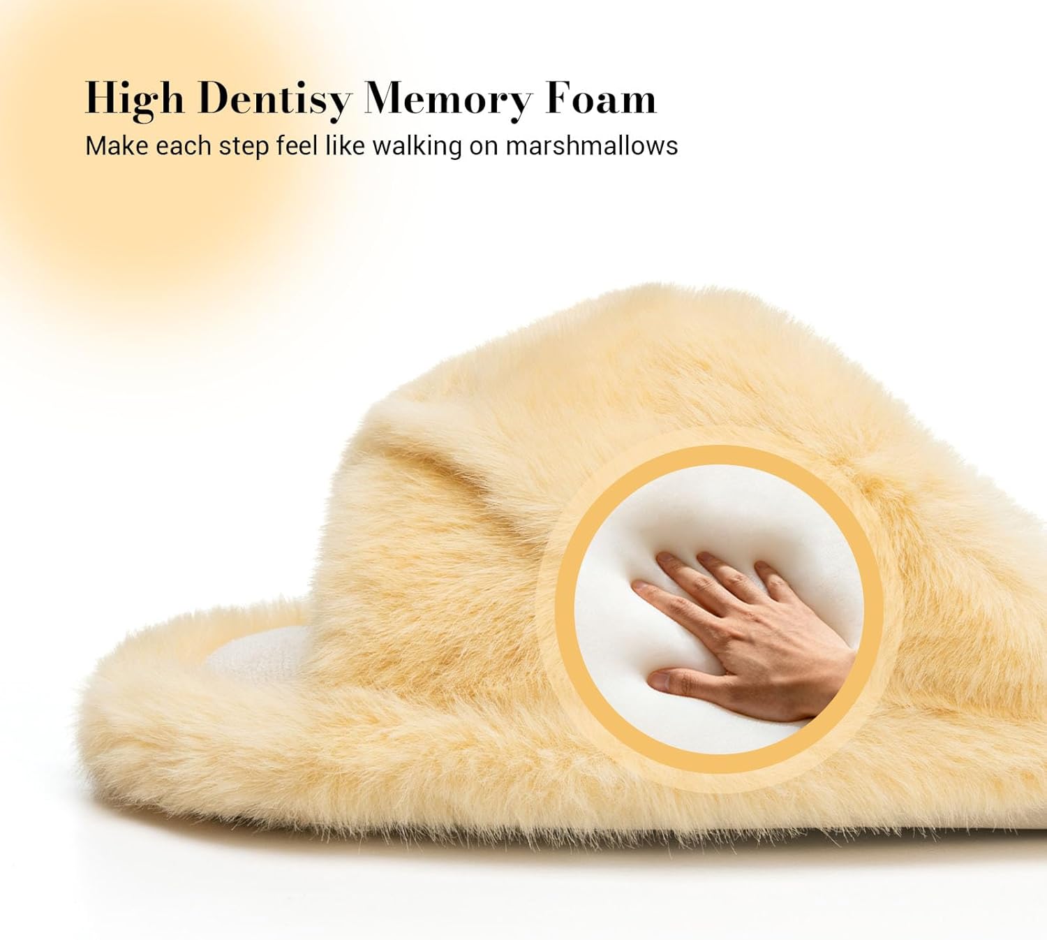 Women's Fuzzy Slippers Cross Band Slippers for Women House Shoes for Women Memory Foam Open Toe Quiet - Image 5