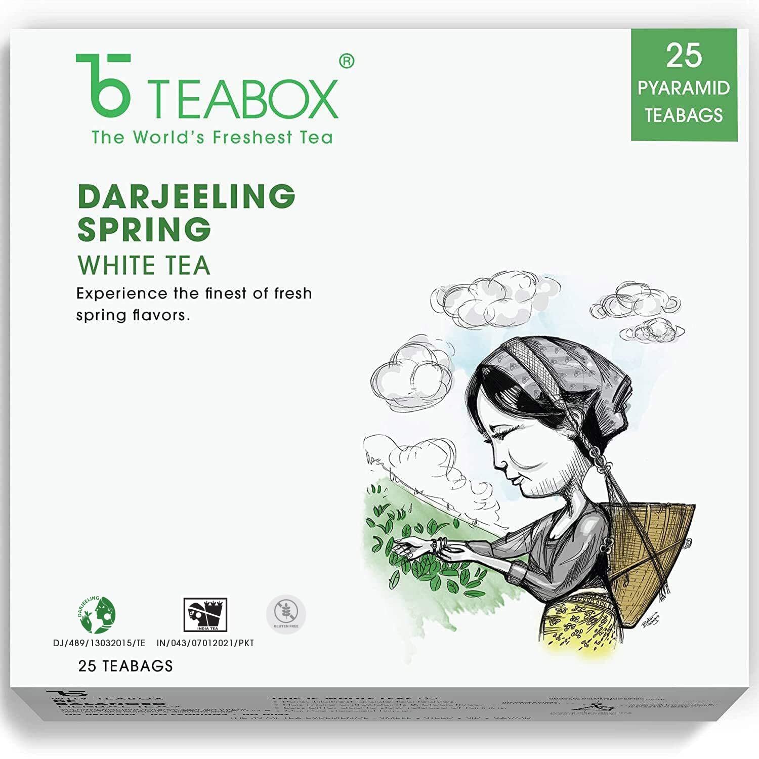 Teabox Fresh High Grown Darjeeling Special Spring White Tea Bags 25